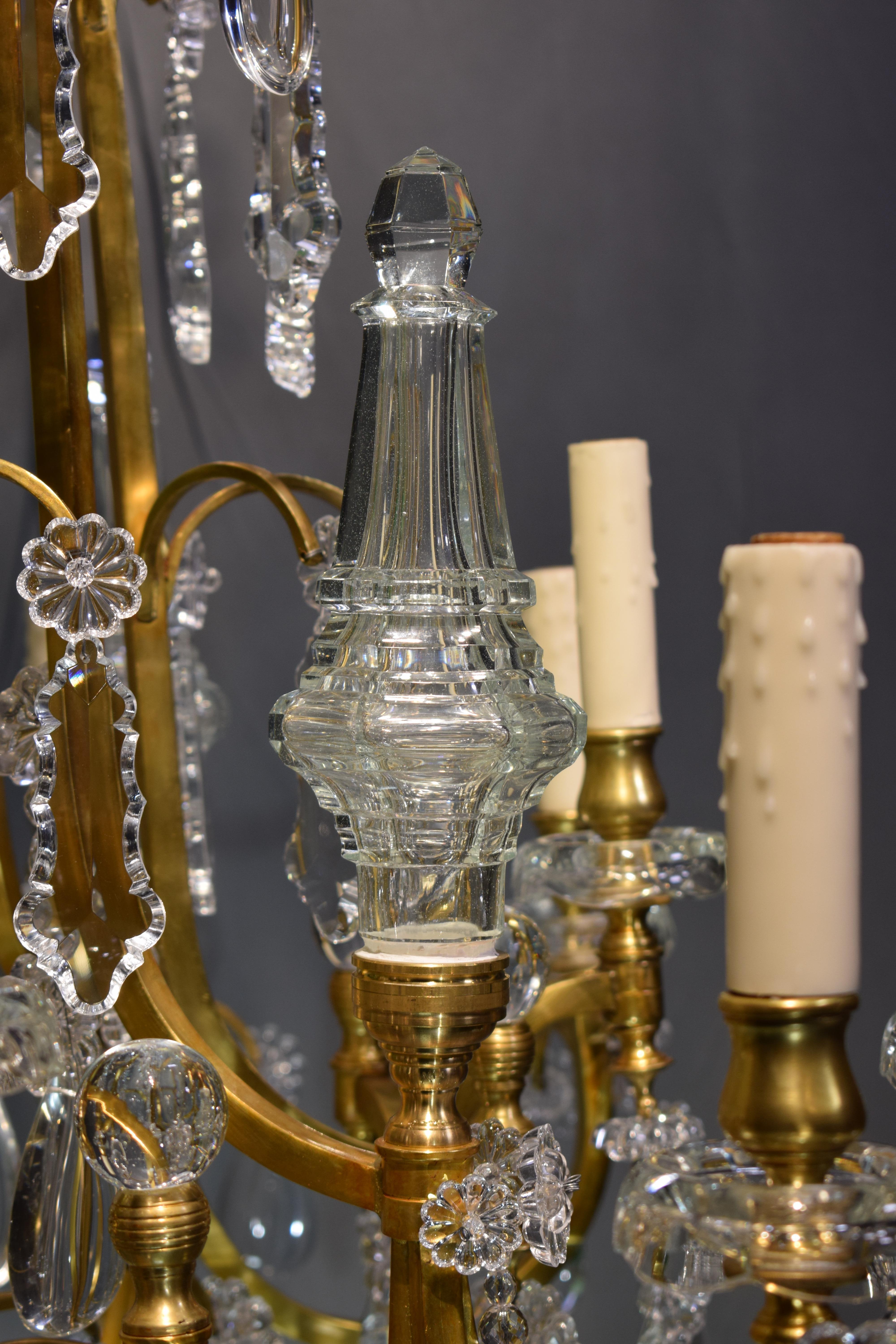 Baccarat Gilt Bronze and Crystal Chandelier 11