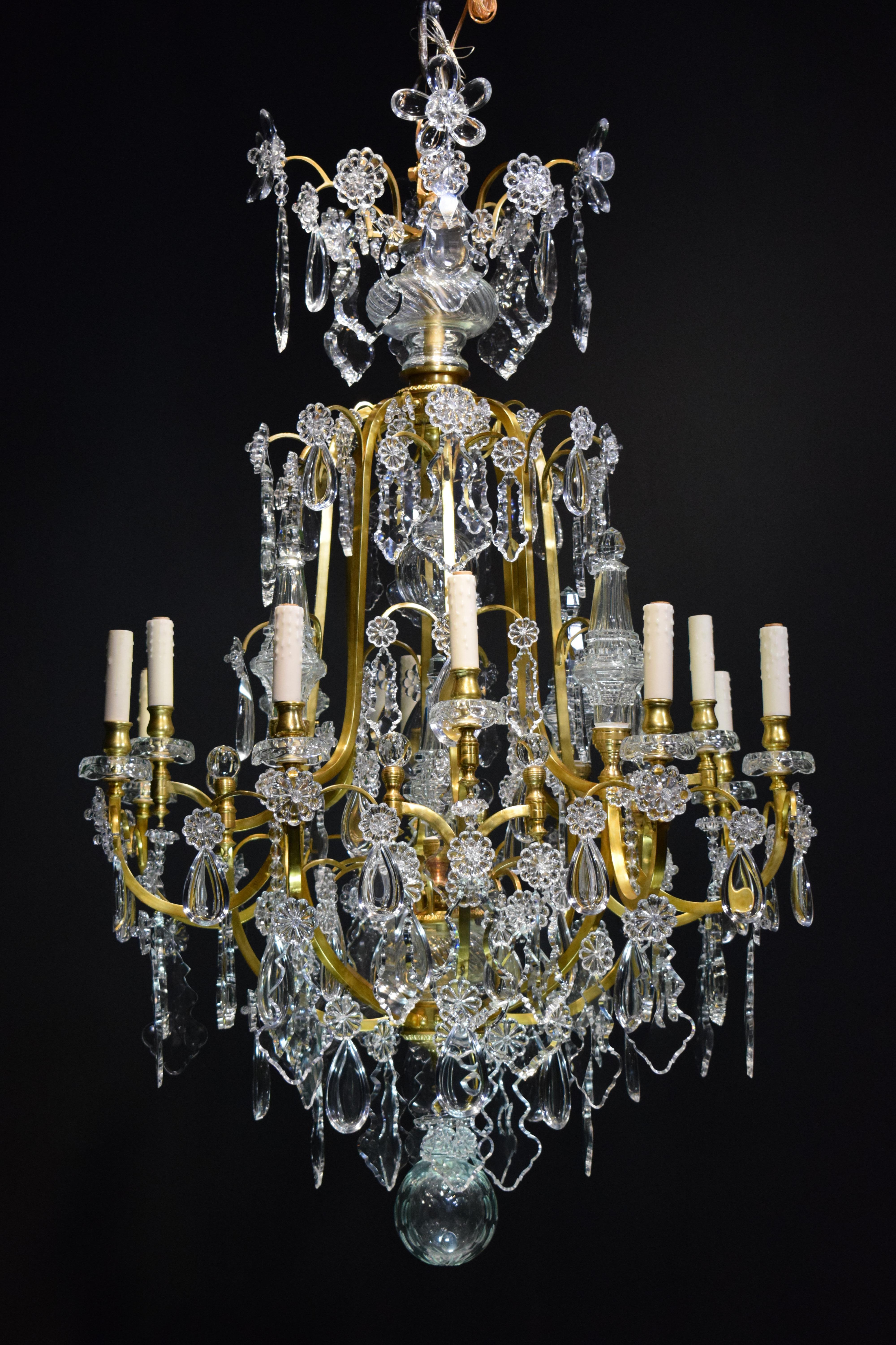 Baccarat Gilt Bronze and Crystal Chandelier 12
