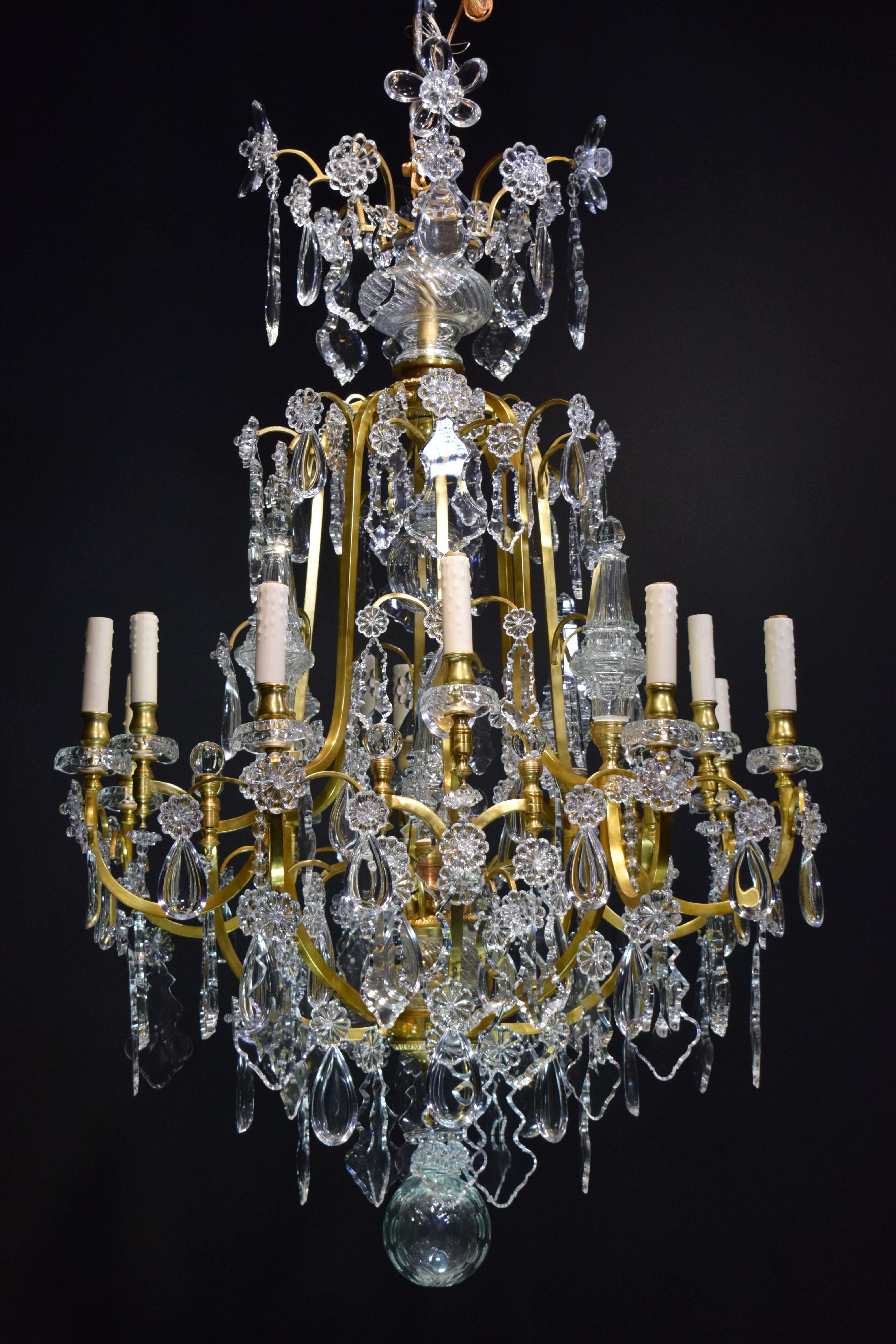 Baccarat Gilt Bronze and Crystal Chandelier 13