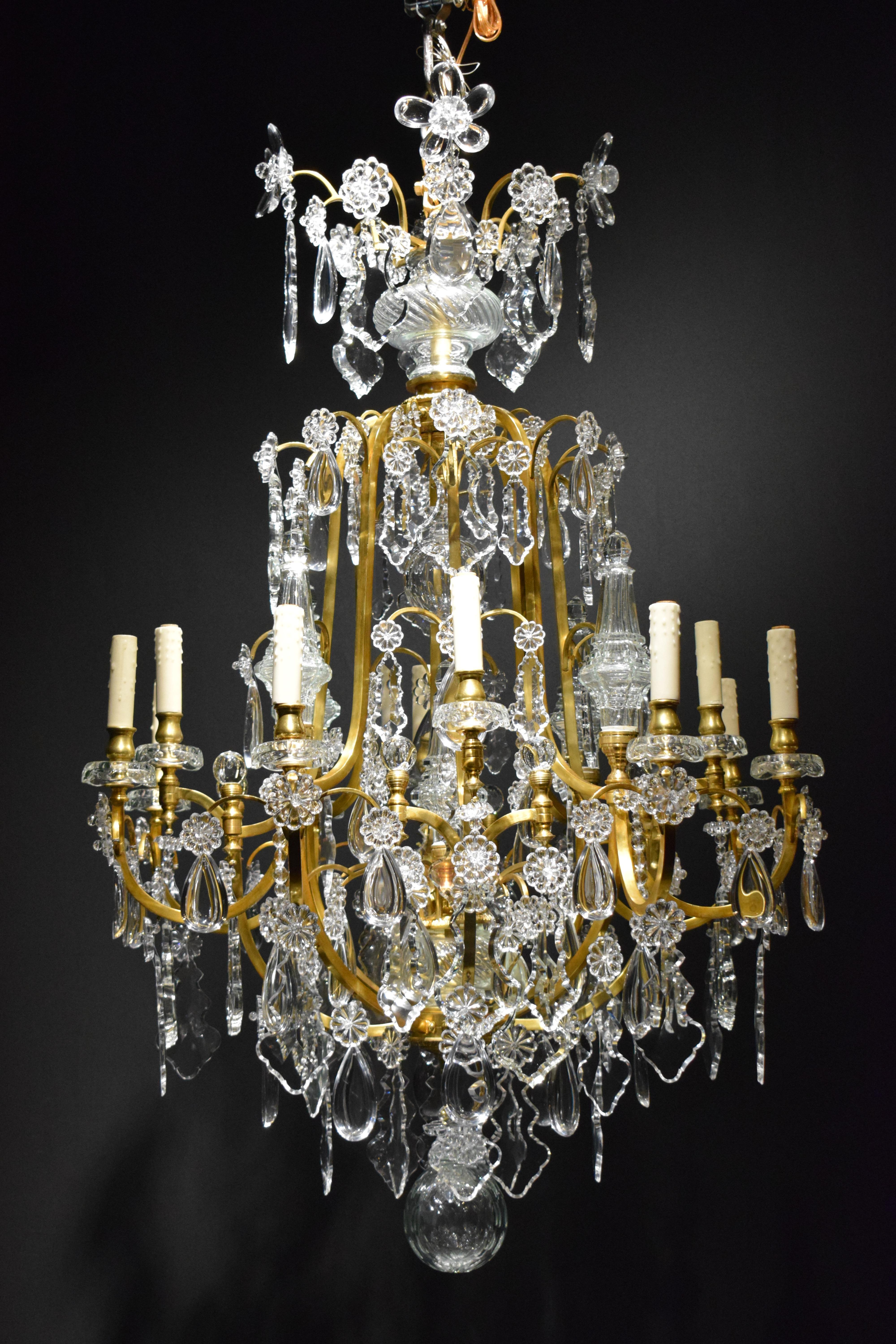 Baccarat Gilt Bronze and Crystal Chandelier 14