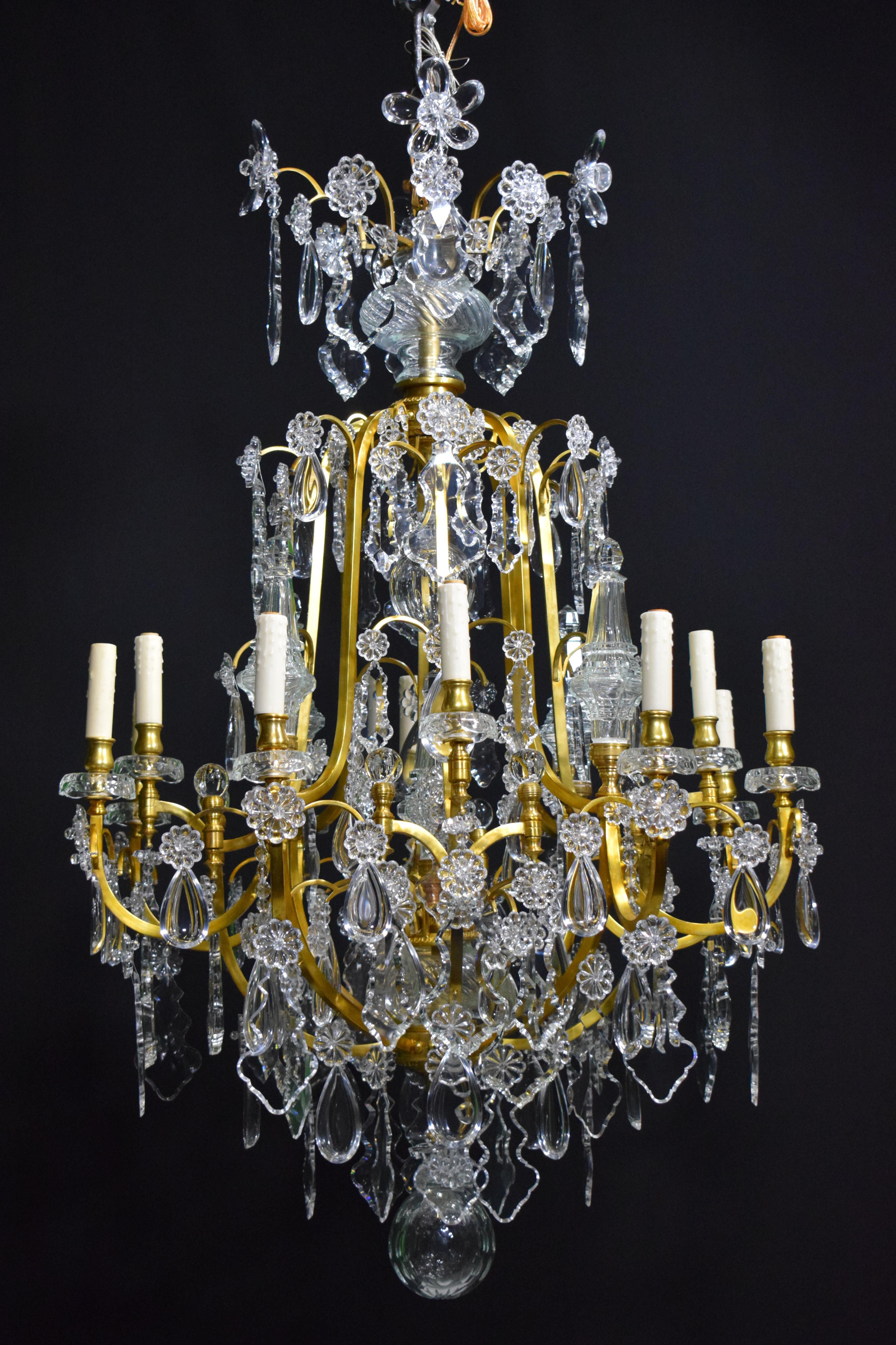 Baccarat Gilt Bronze and Crystal Chandelier 15
