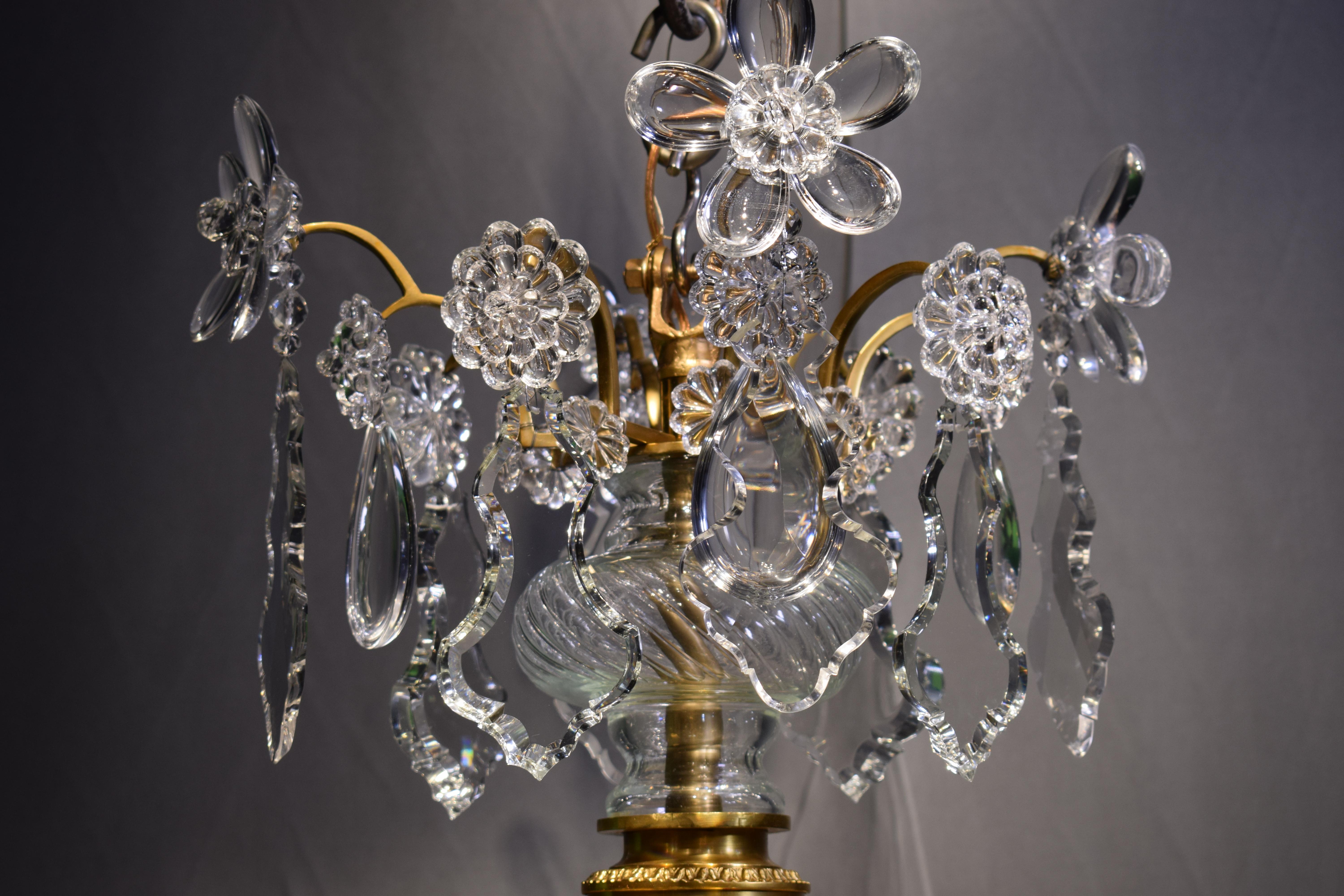 French Baccarat Gilt Bronze and Crystal Chandelier