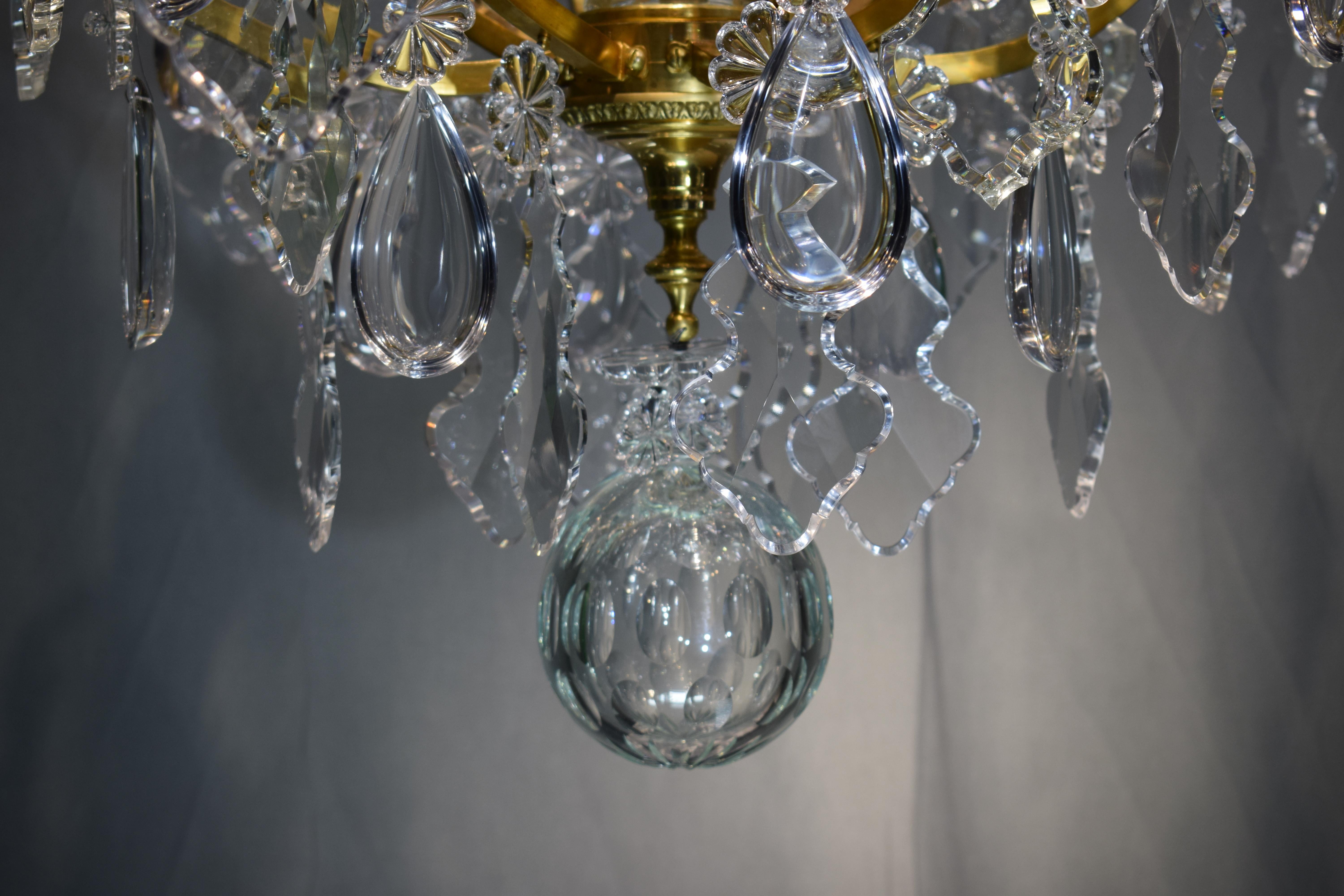 Baccarat Gilt Bronze and Crystal Chandelier In Good Condition In Atlanta, GA