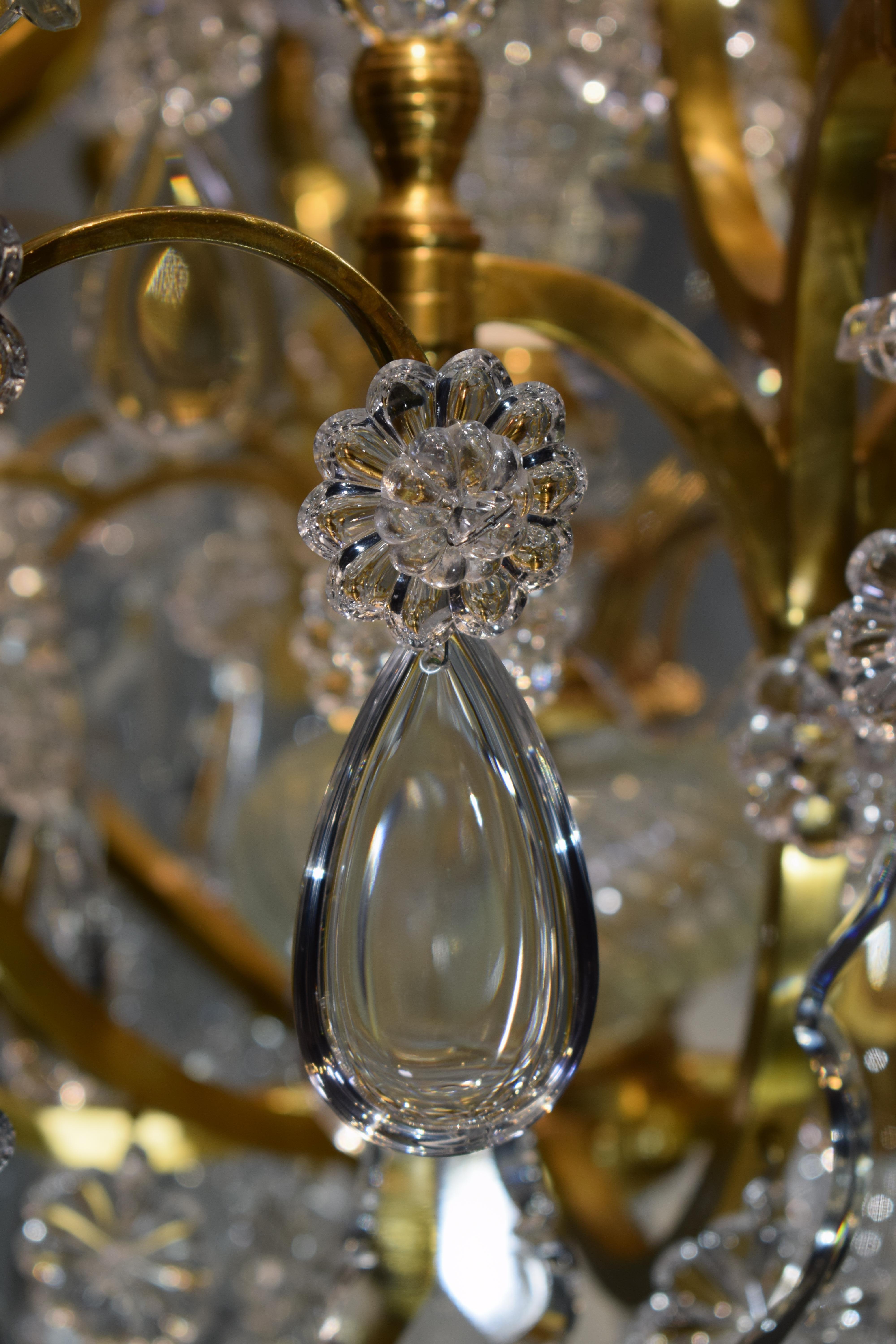 Baccarat Gilt Bronze and Crystal Chandelier 1