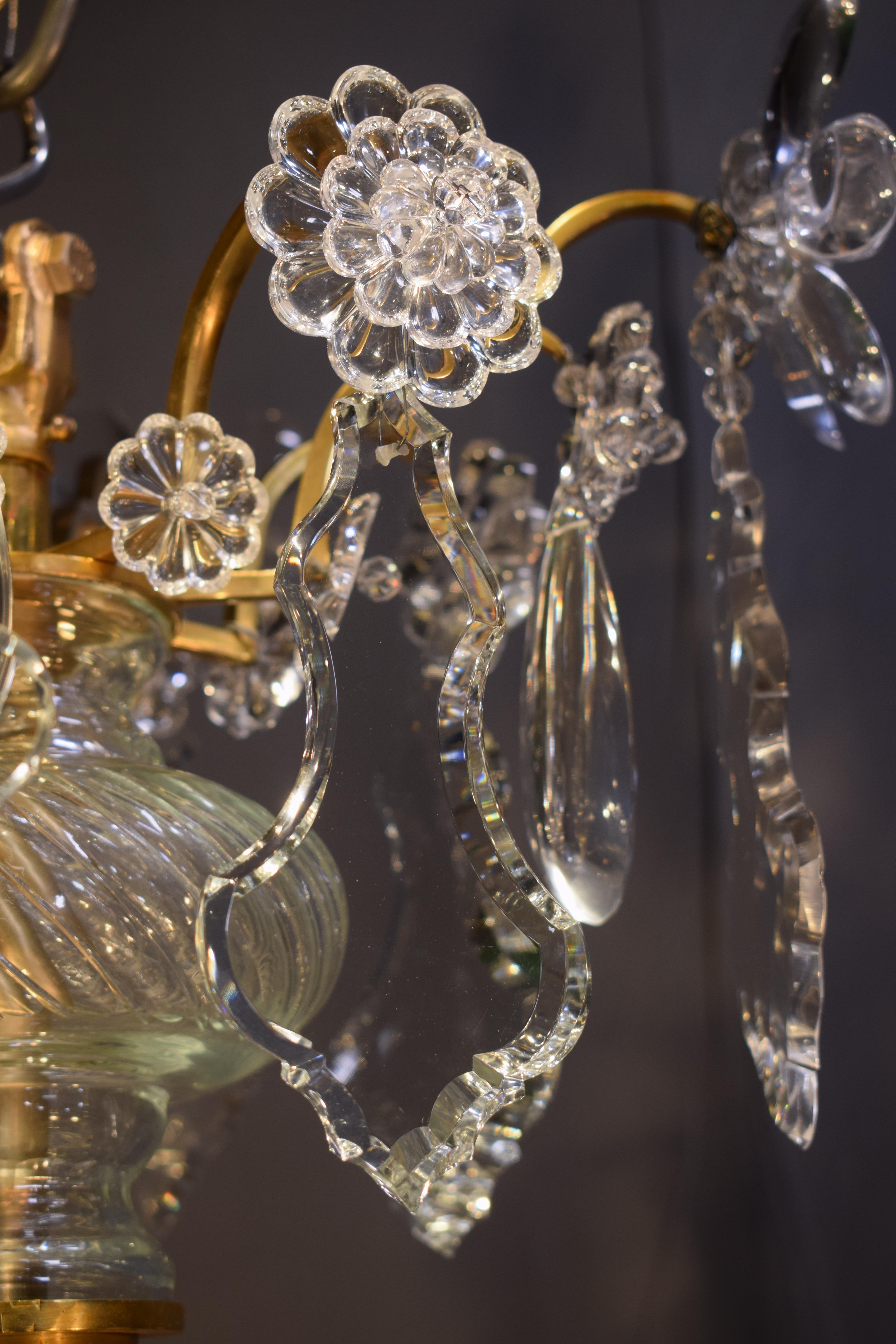 Baccarat Gilt Bronze and Crystal Chandelier 3