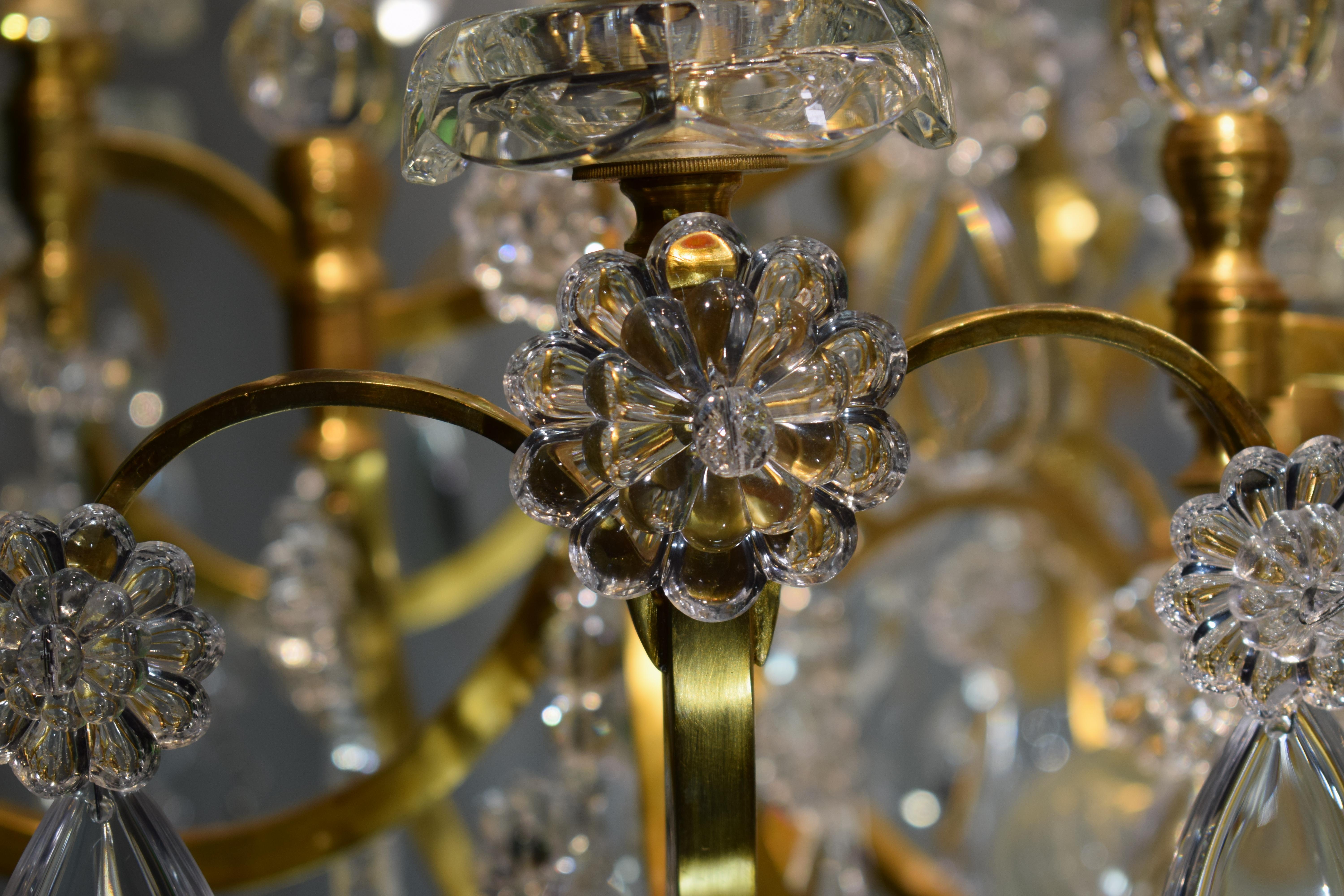 Baccarat Gilt Bronze and Crystal Chandelier 4