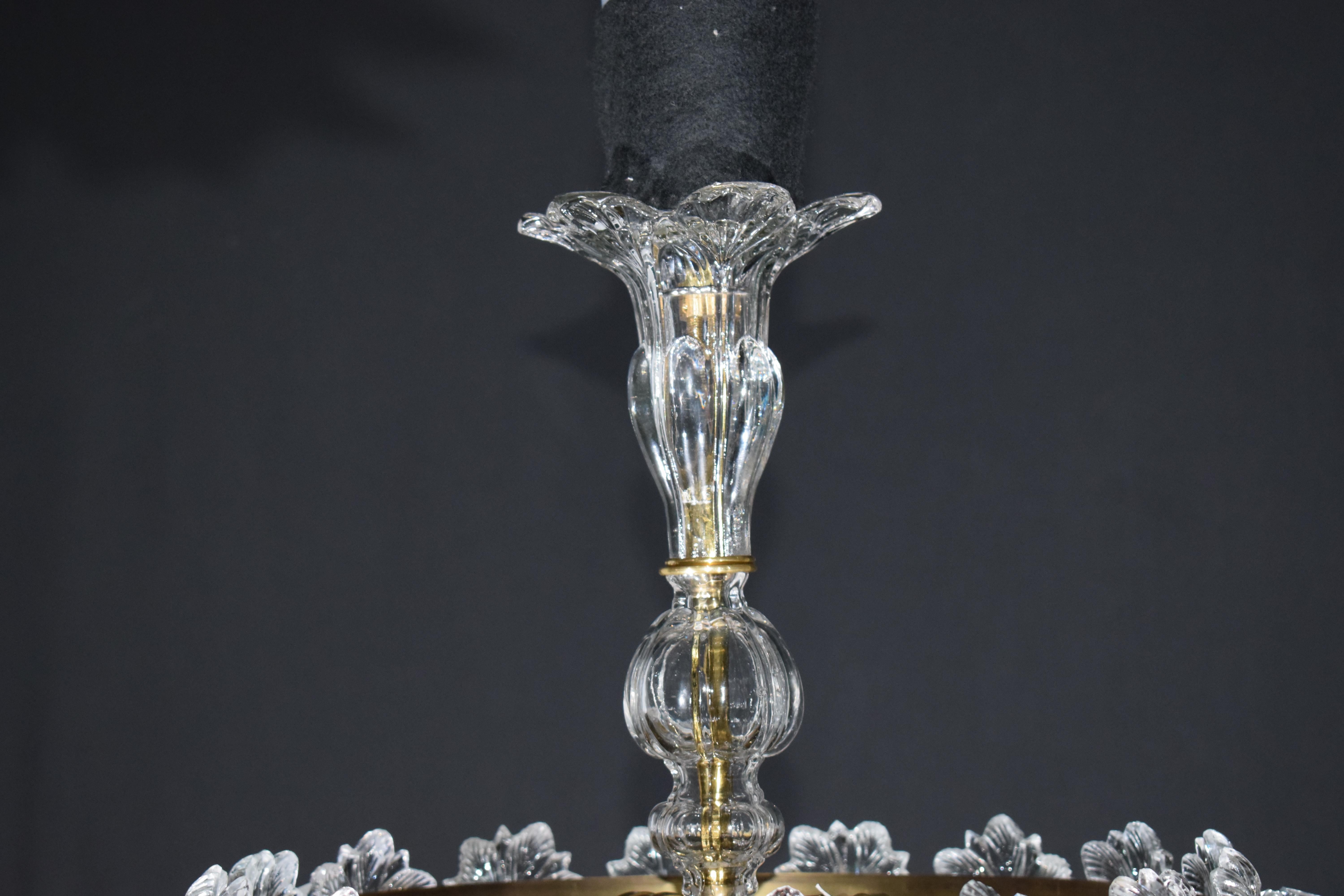 Araña de Bronce Dorado y Cristal en venta 3