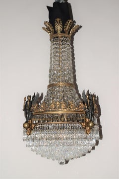 Gilt Bronze & Crystal Empire Style Chandelier