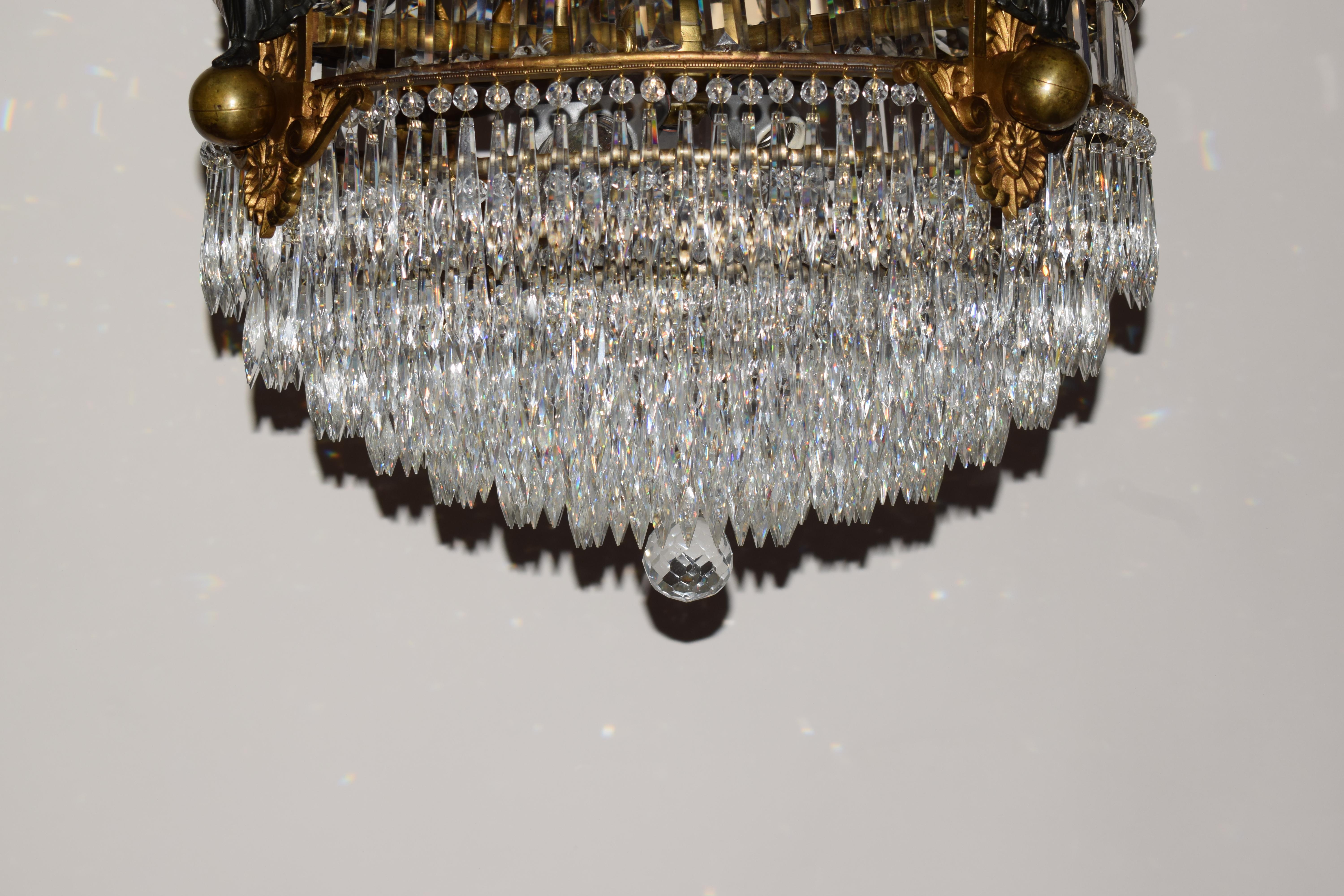 Gilt Bronze & Crystal Empire Style Chandelier For Sale 4