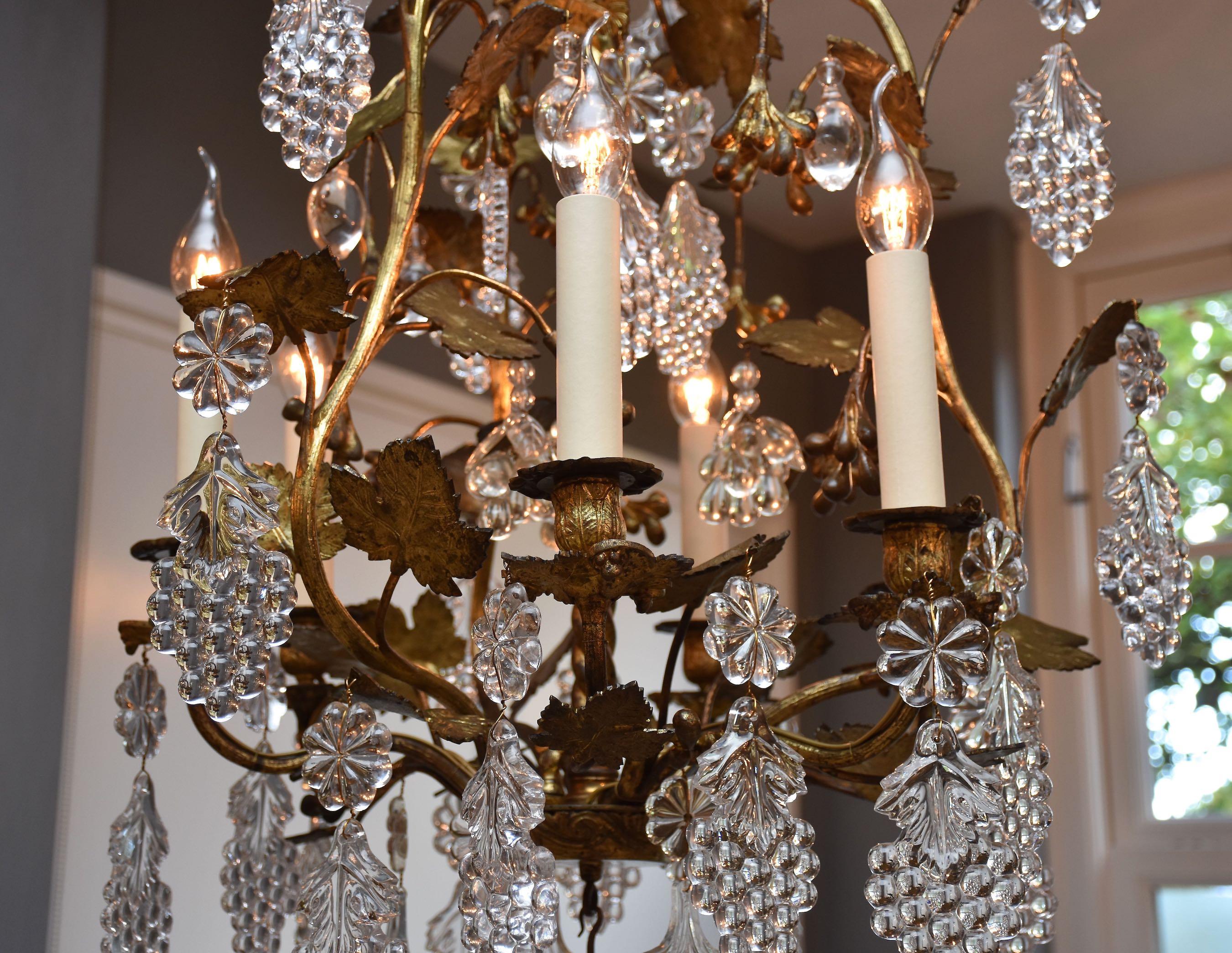 Bronze Gilt bronze crystal French chandelier  For Sale