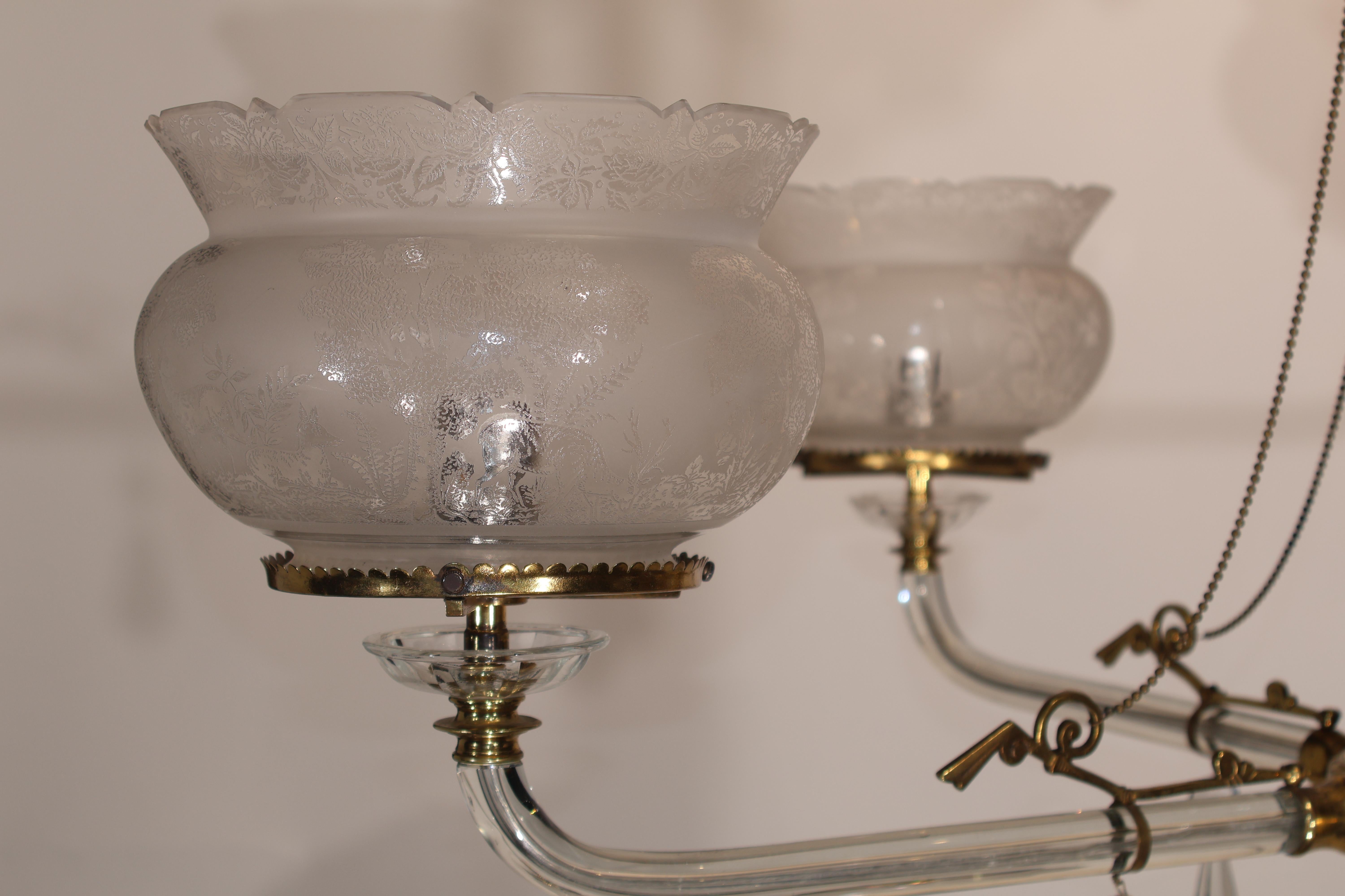 Gilt Bronze & Crystal Gasolier For Sale 5