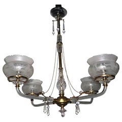 Gasolier in bronzo dorato e cristallo