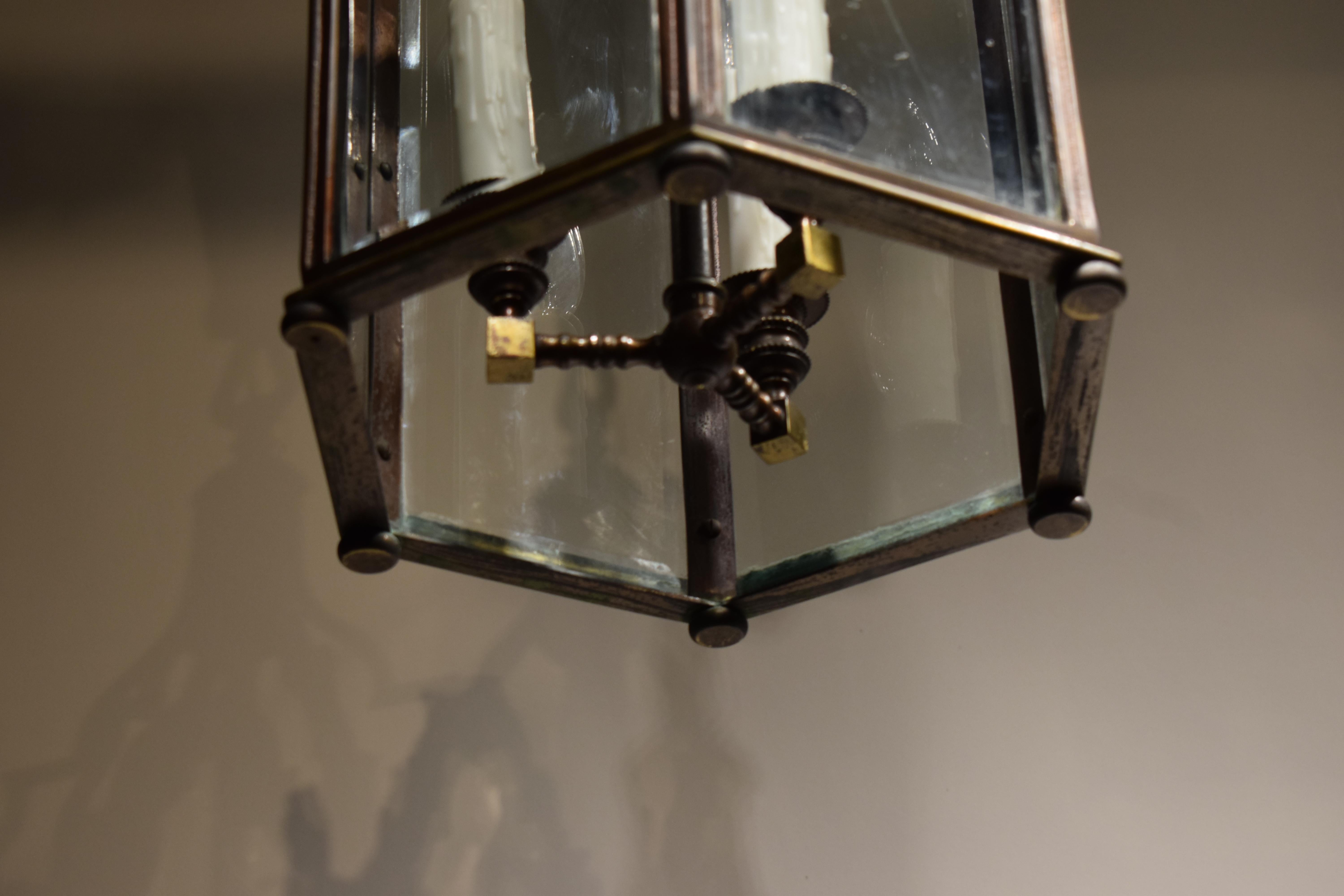 Gilt Bronze & Crystal Hexagonal Lantern For Sale 2