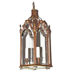 Vintage Gilt Bronze & Crystal Hexagonal Lantern