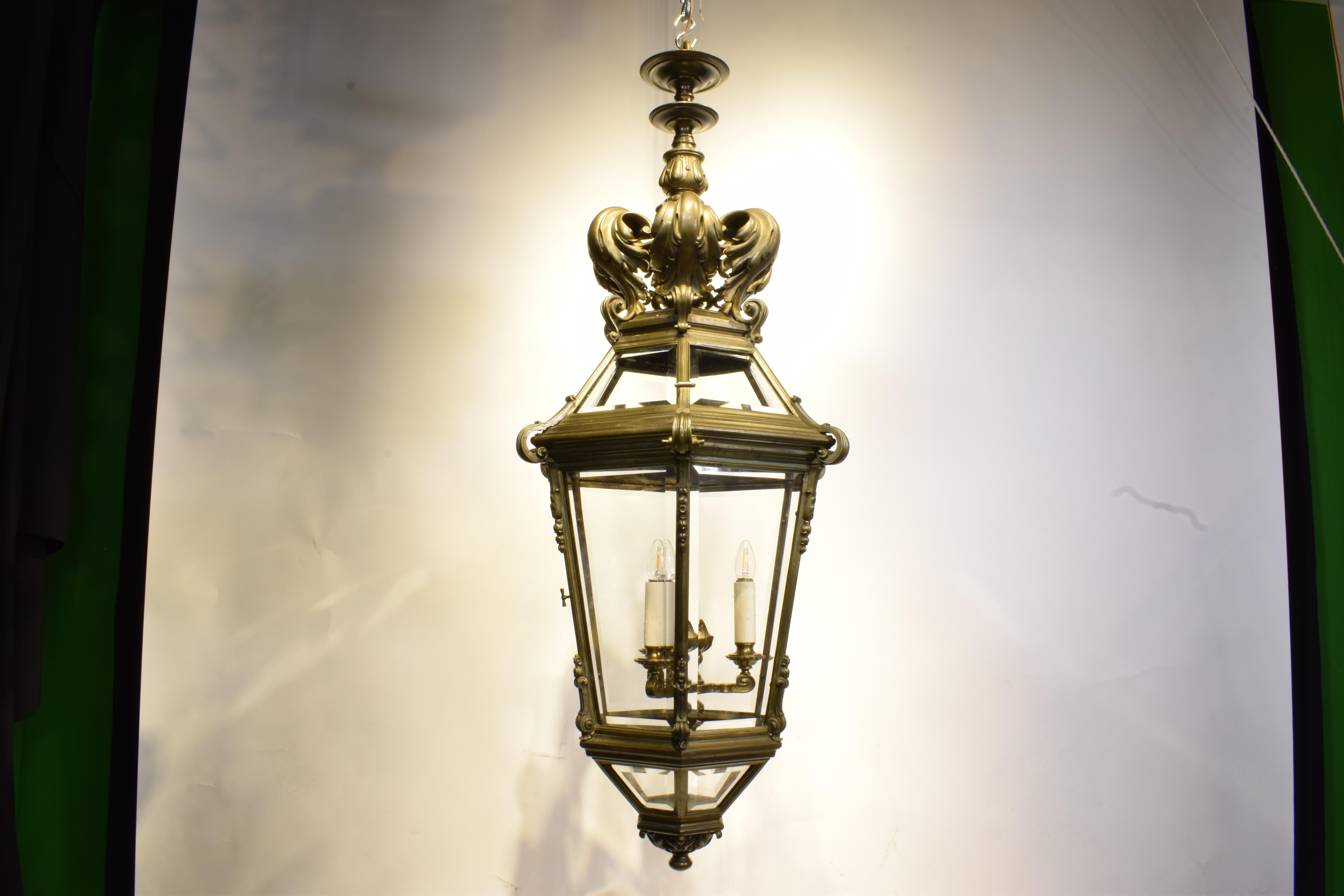 Gilt Bronze & Crystal Lantern For Sale 14