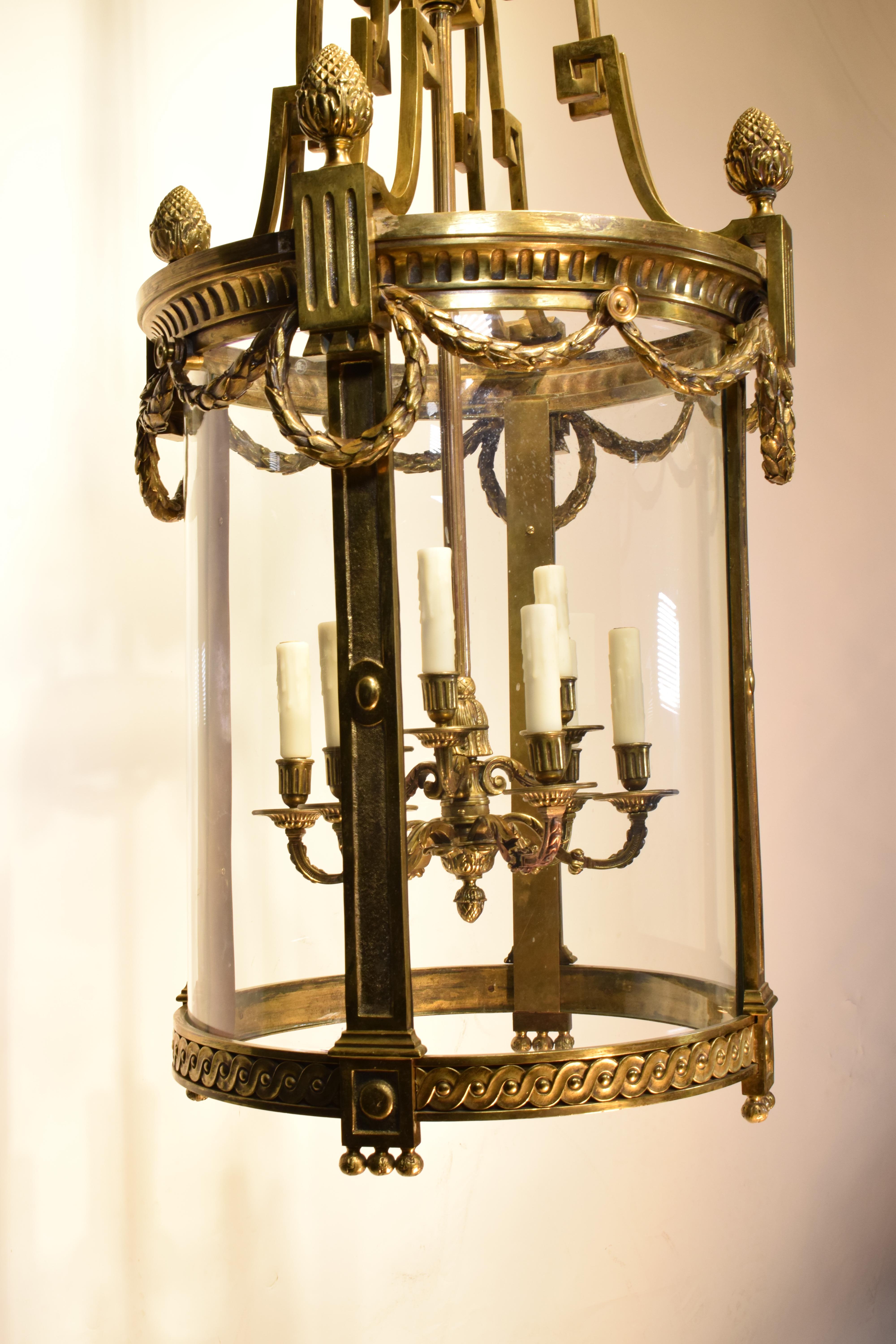 French Gilt Bronze & Crystal Lantern.  For Sale