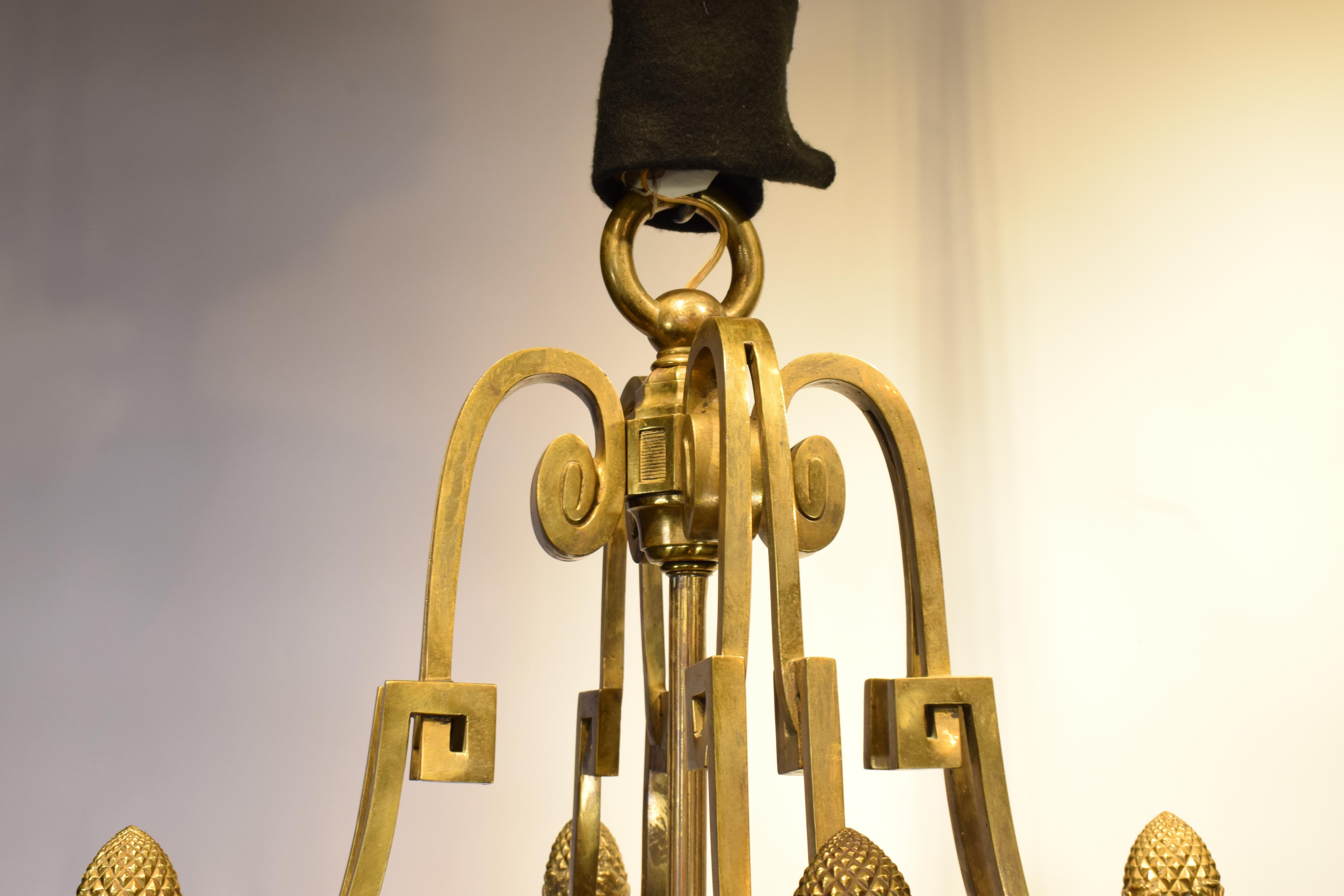 Gilt Bronze & Crystal Lantern.  In Good Condition For Sale In Atlanta, GA