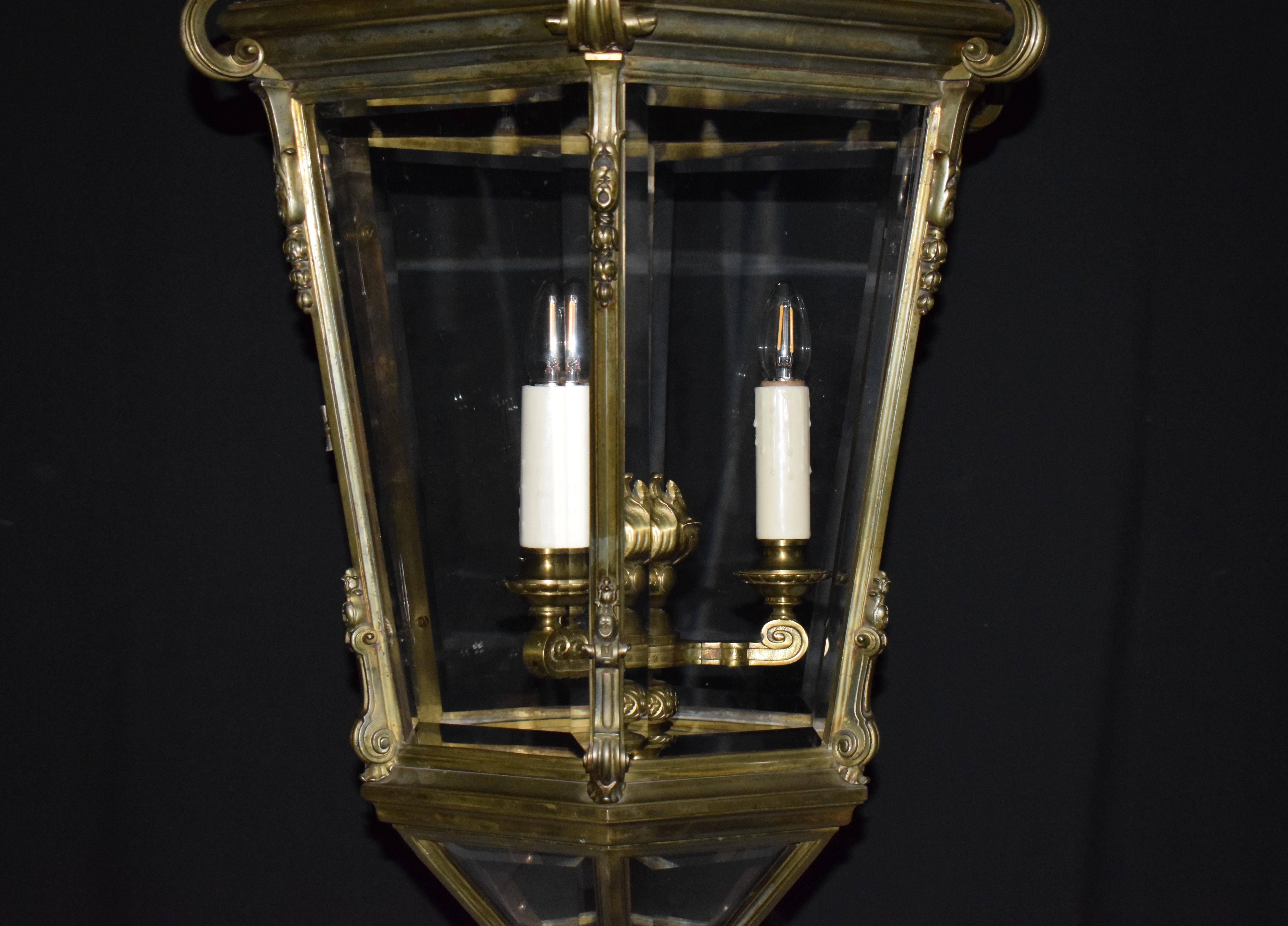 Gilt Bronze & Crystal Lantern For Sale 2