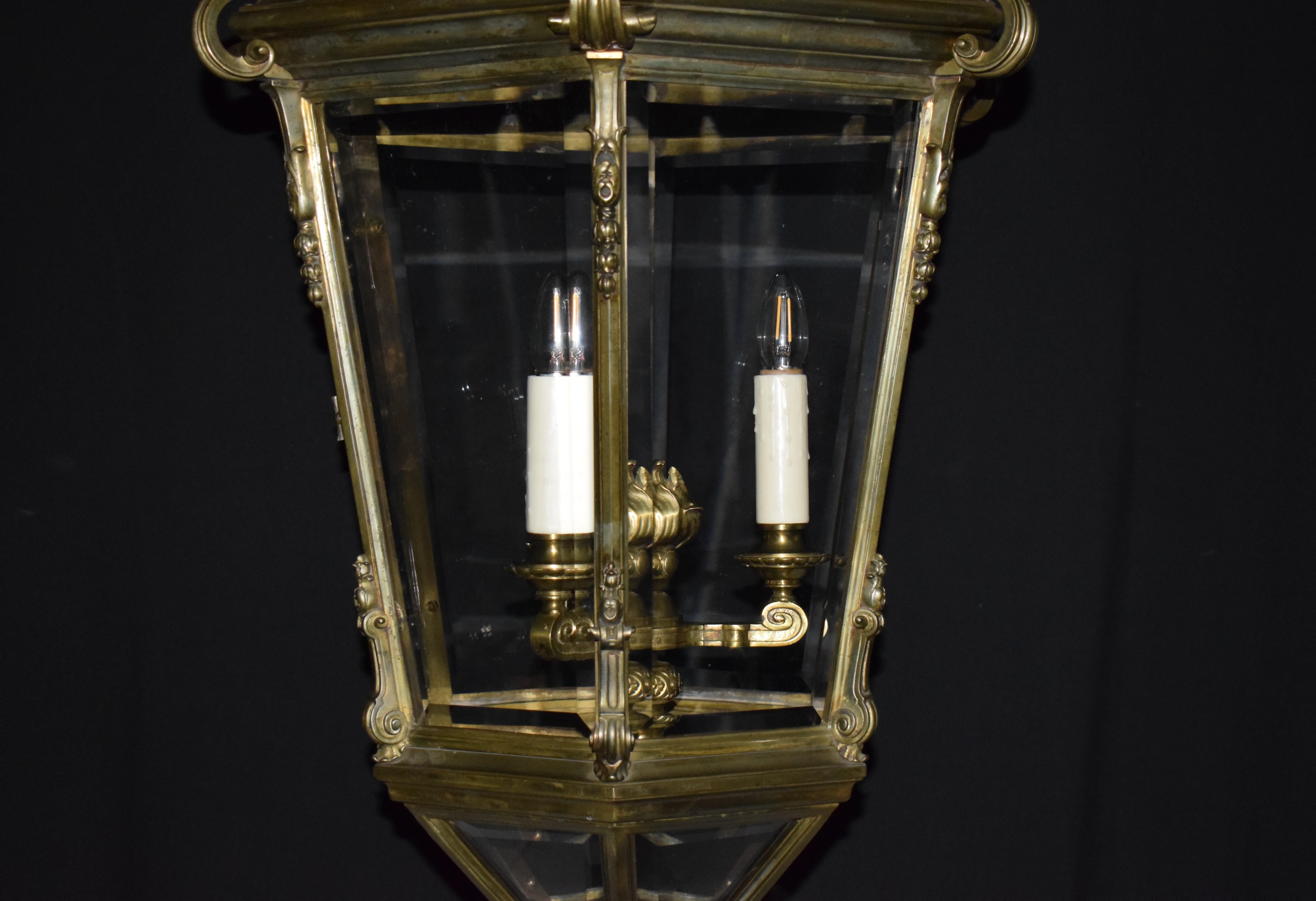 Gilt Bronze & Crystal Lantern For Sale 3