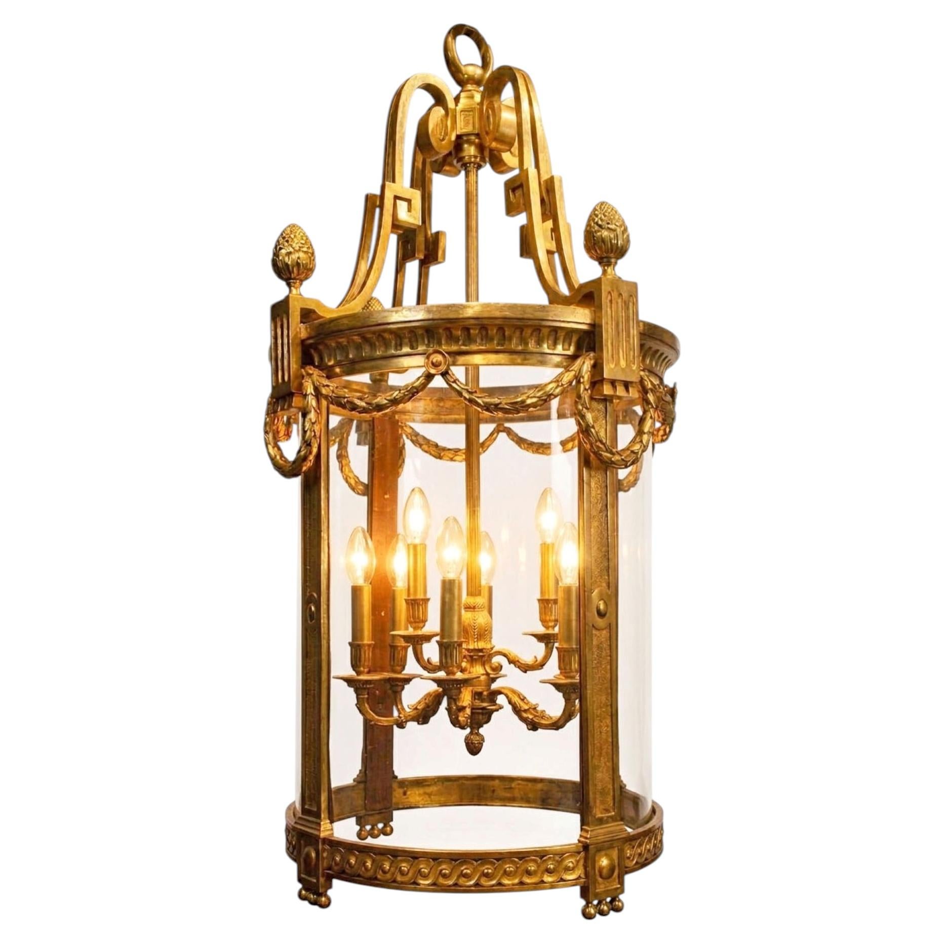 Gilt Bronze & Crystal Lantern.