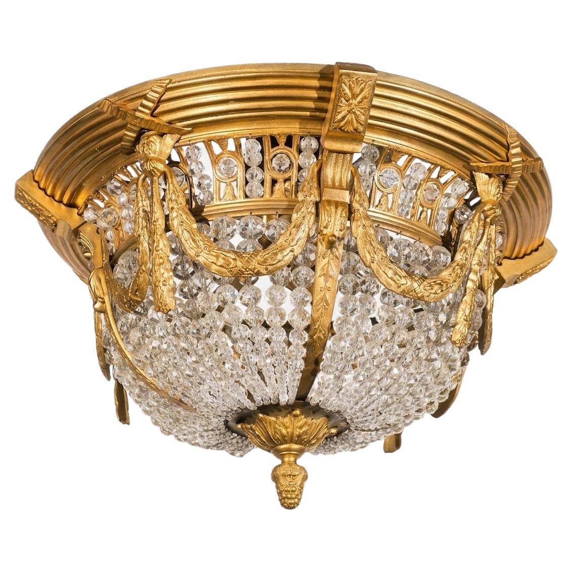 Gilt Bronze & Crystal Louis XVI style Pendant