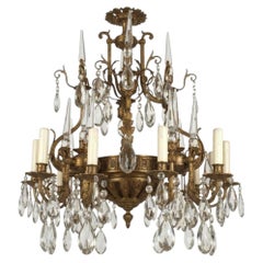 Gilt Bronze & Crystal Neo Classical Chandelier