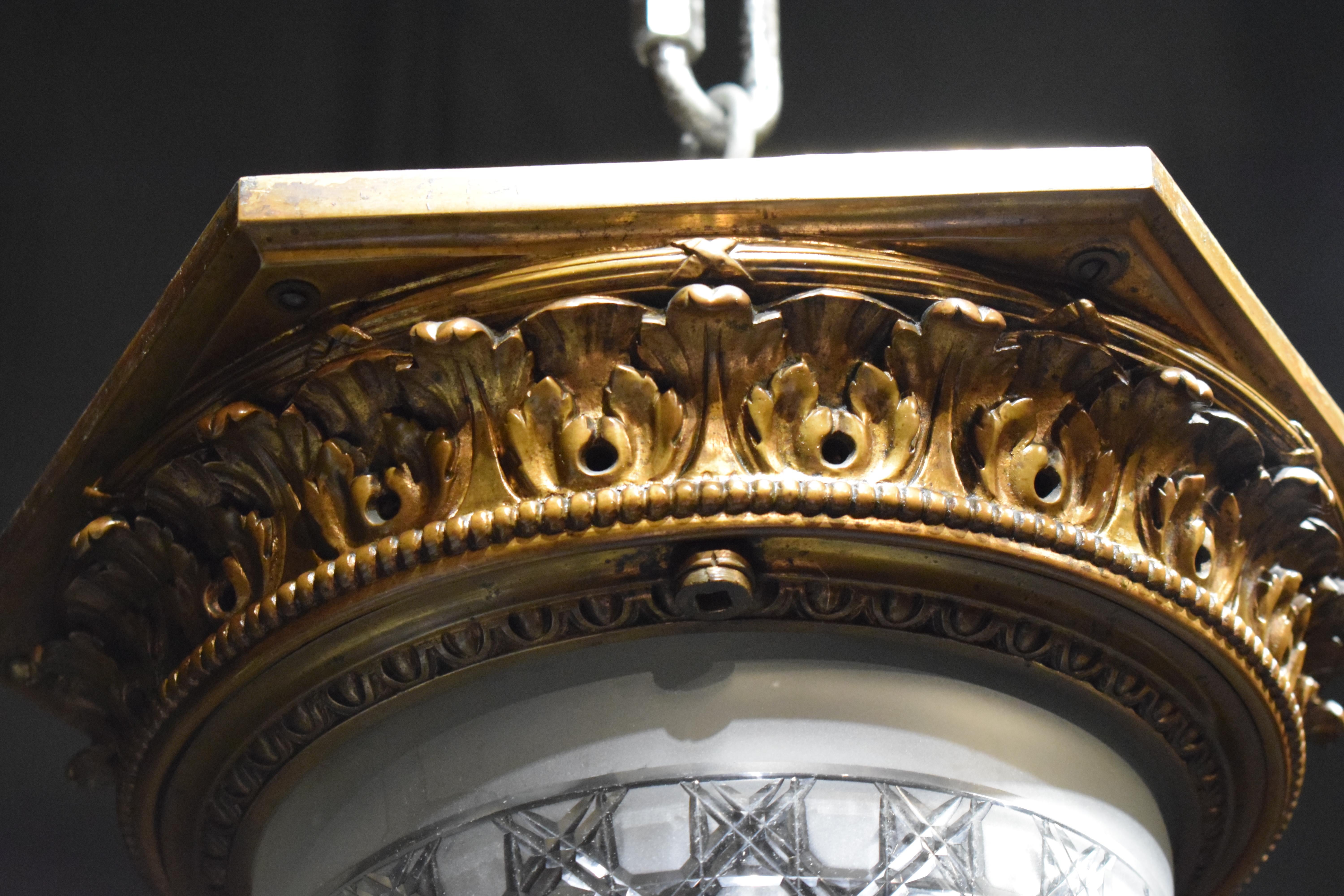 Louis XVI Gilt Bronze & Crystal Plafonnier