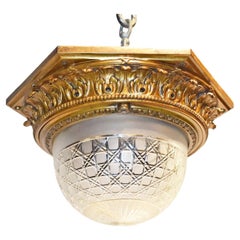 Gilt Bronze & Crystal Plafonnier
