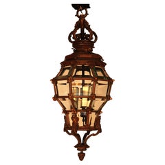 Farol "Versalles" de Bronce Dorado y Cristal
