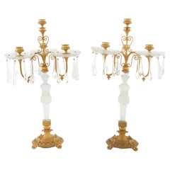 Used Gilt Bronze / Cut Crystal Candelabras