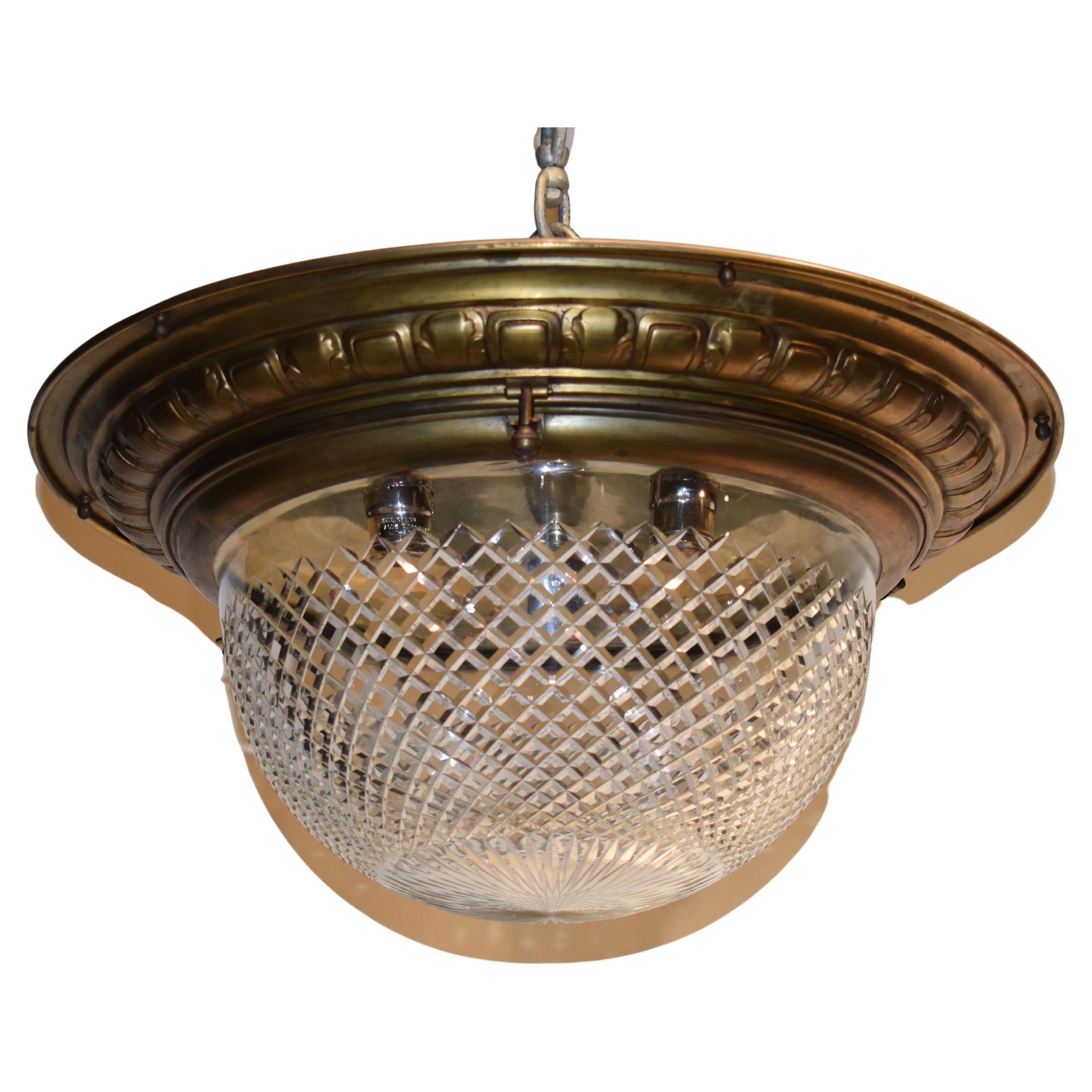 Satin Dore Bronze Hanging Plafonnier For Sale at 1stDibs
