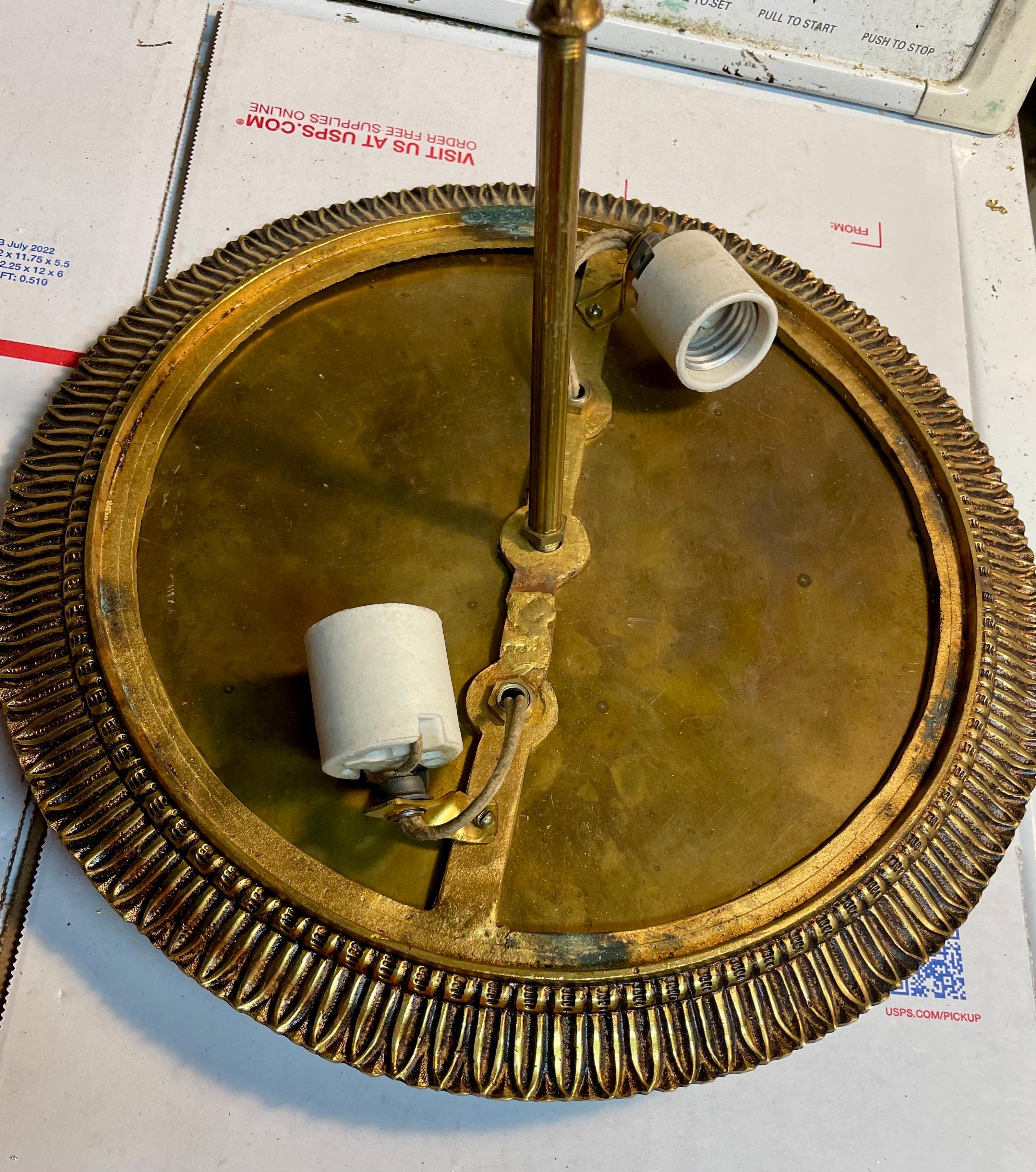 Frosted Gilt Bronze & Cut Glass Flush Mount Chandelier For Sale