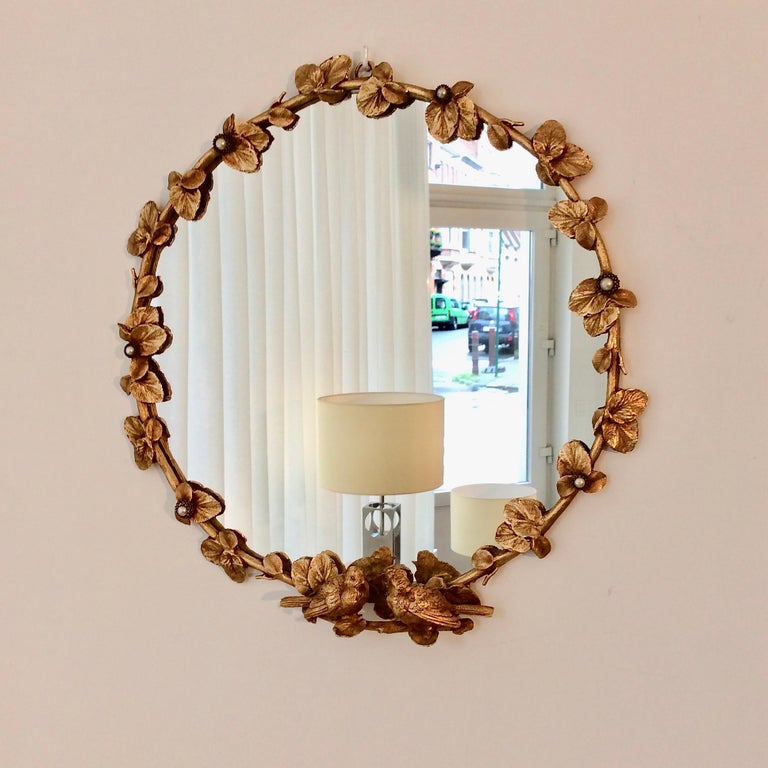 Gilt Bronze Decorative Wall Mirror by Fondica, circa 1990, France For