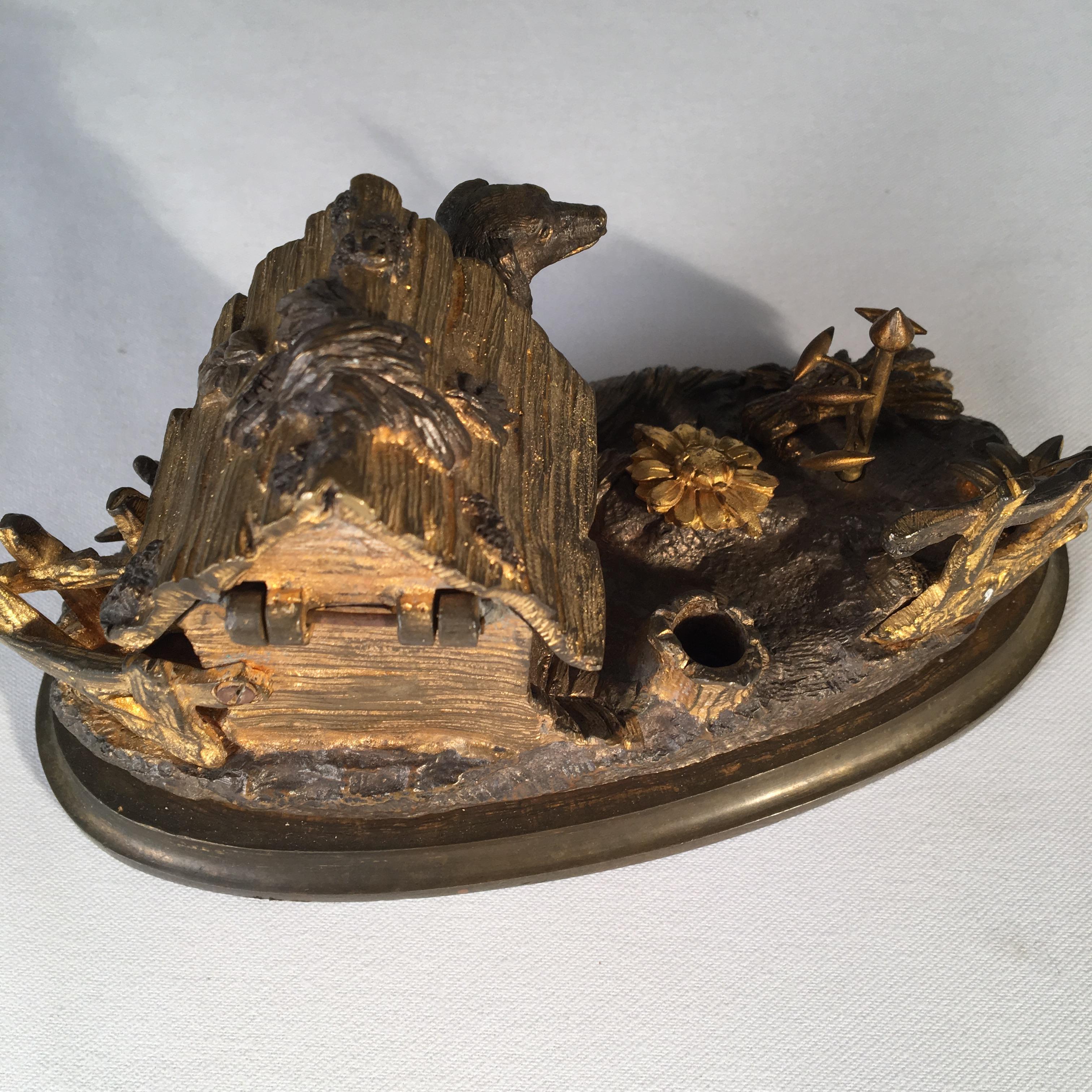 Gilt Bronze Dog-House Inkwell, 19th Century, French For Sale 2