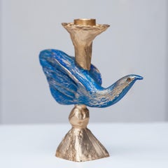 Gilt Bronze Dove Candlestick Holder by Pierre Casenove for Fondica, 1994