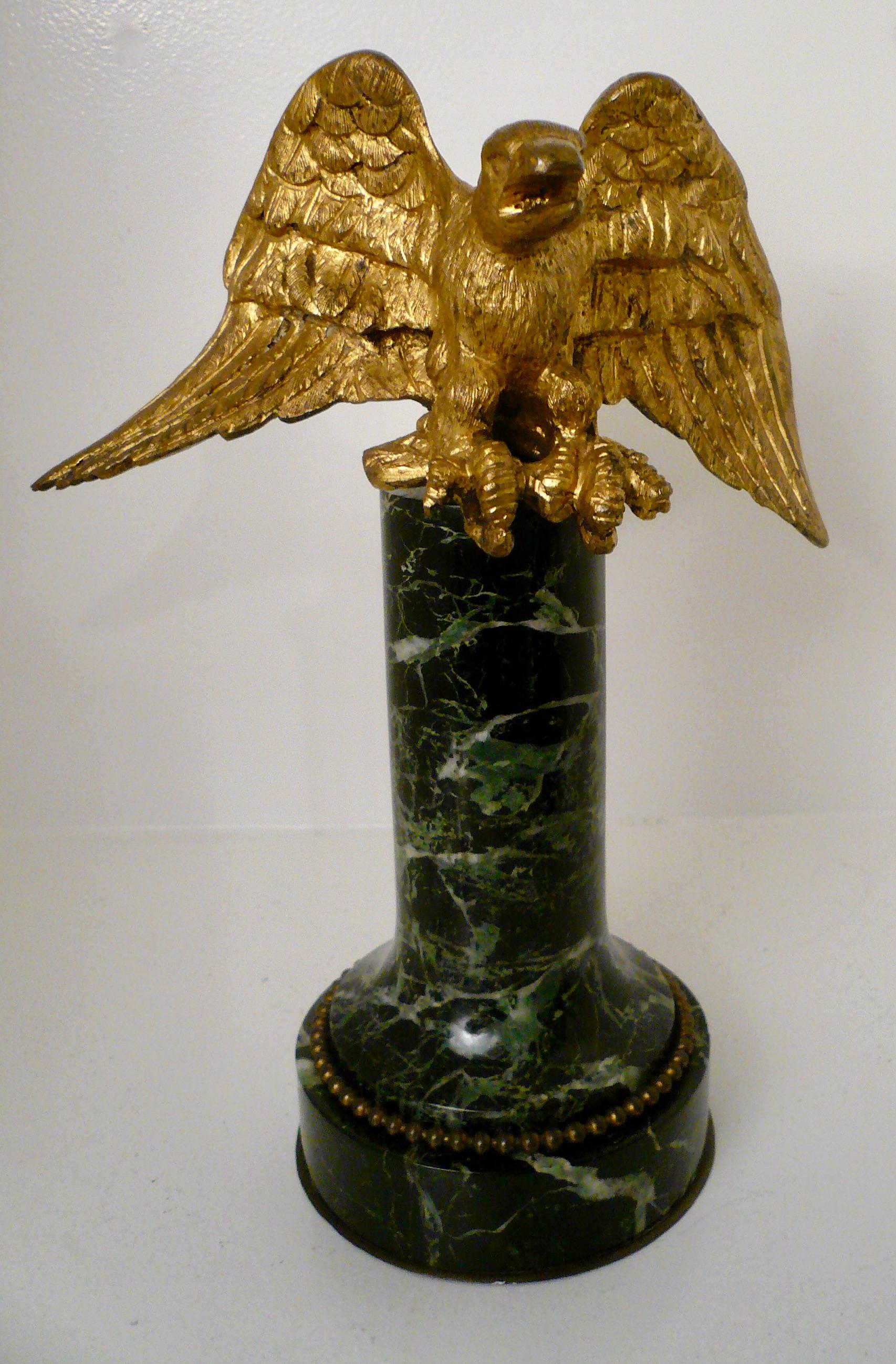 Gilt Bronze Eagle on Green Marble Base 1