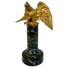 Gilt Bronze Eagle on Green Marble Base