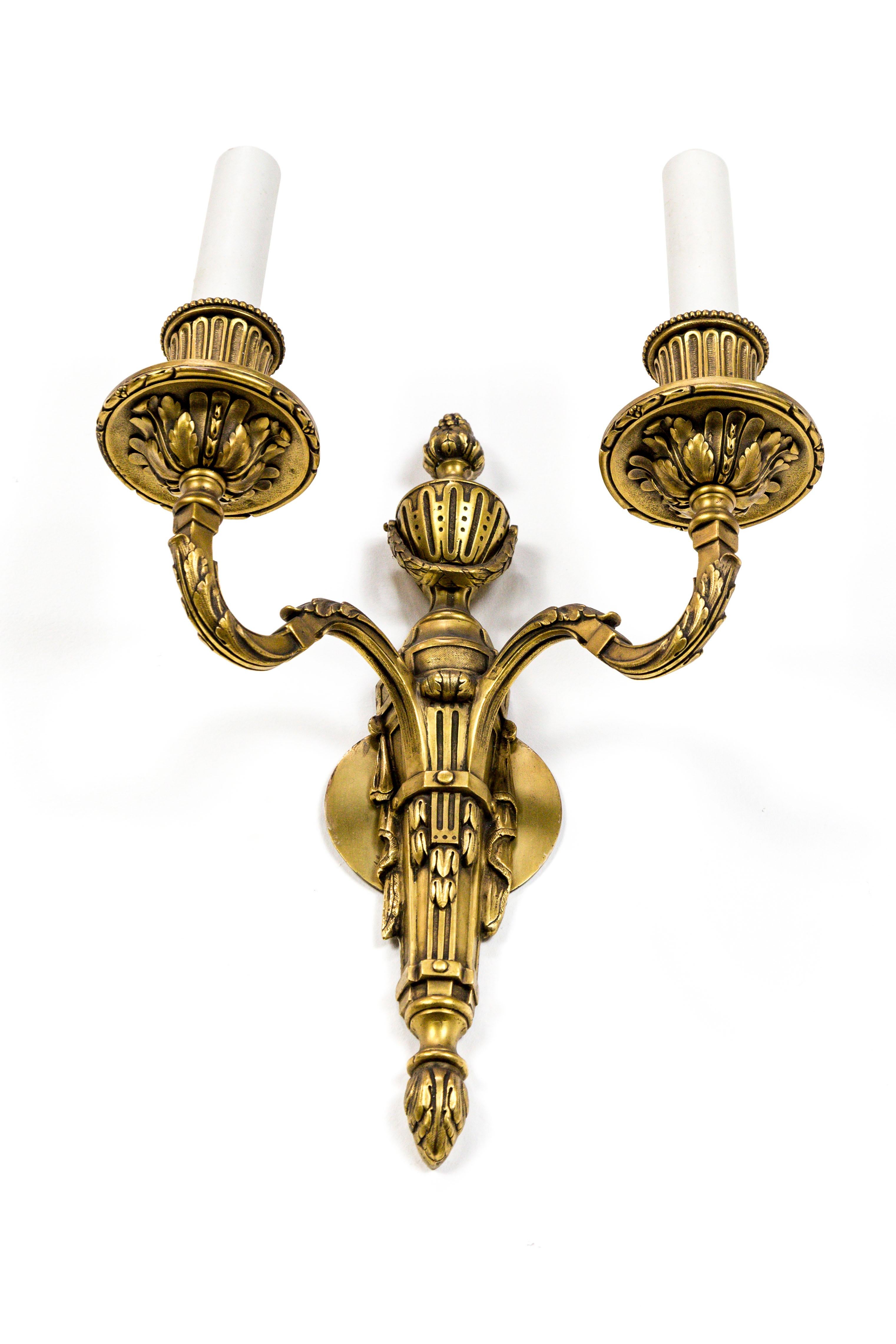 American Gilt Bronze Empire Sconces, Pair