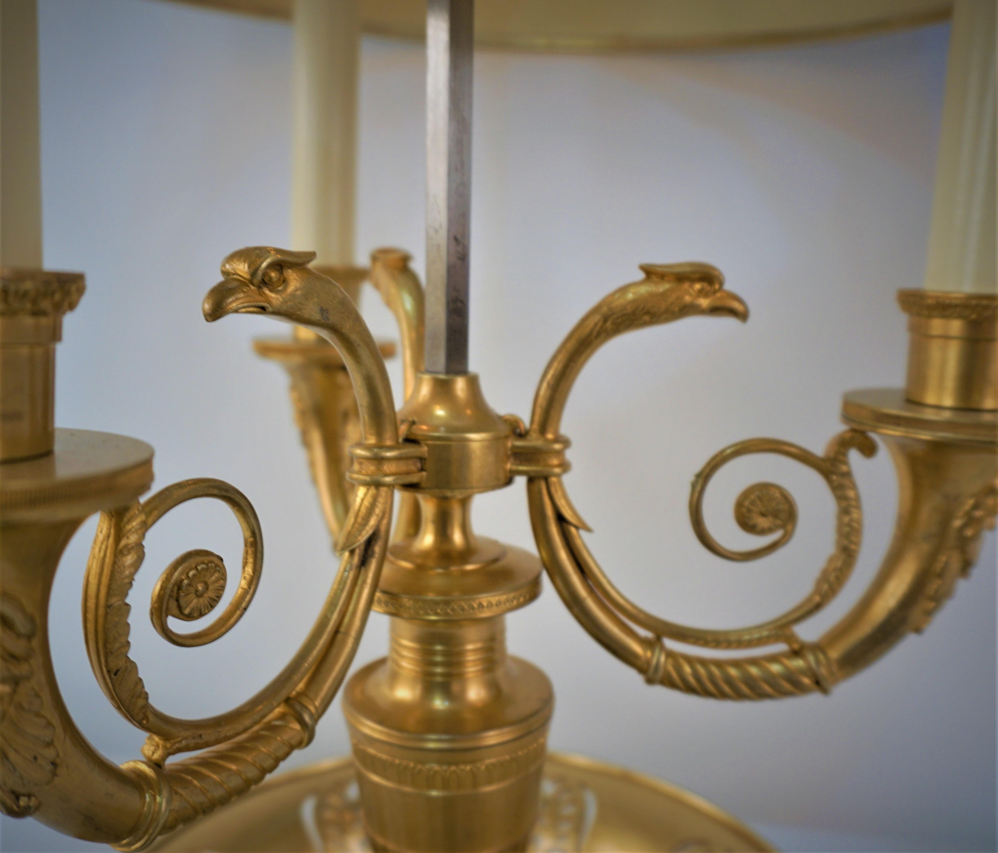 Early 20th Century Gilt Bronze Empire Style Bouillotte Desk Lamp