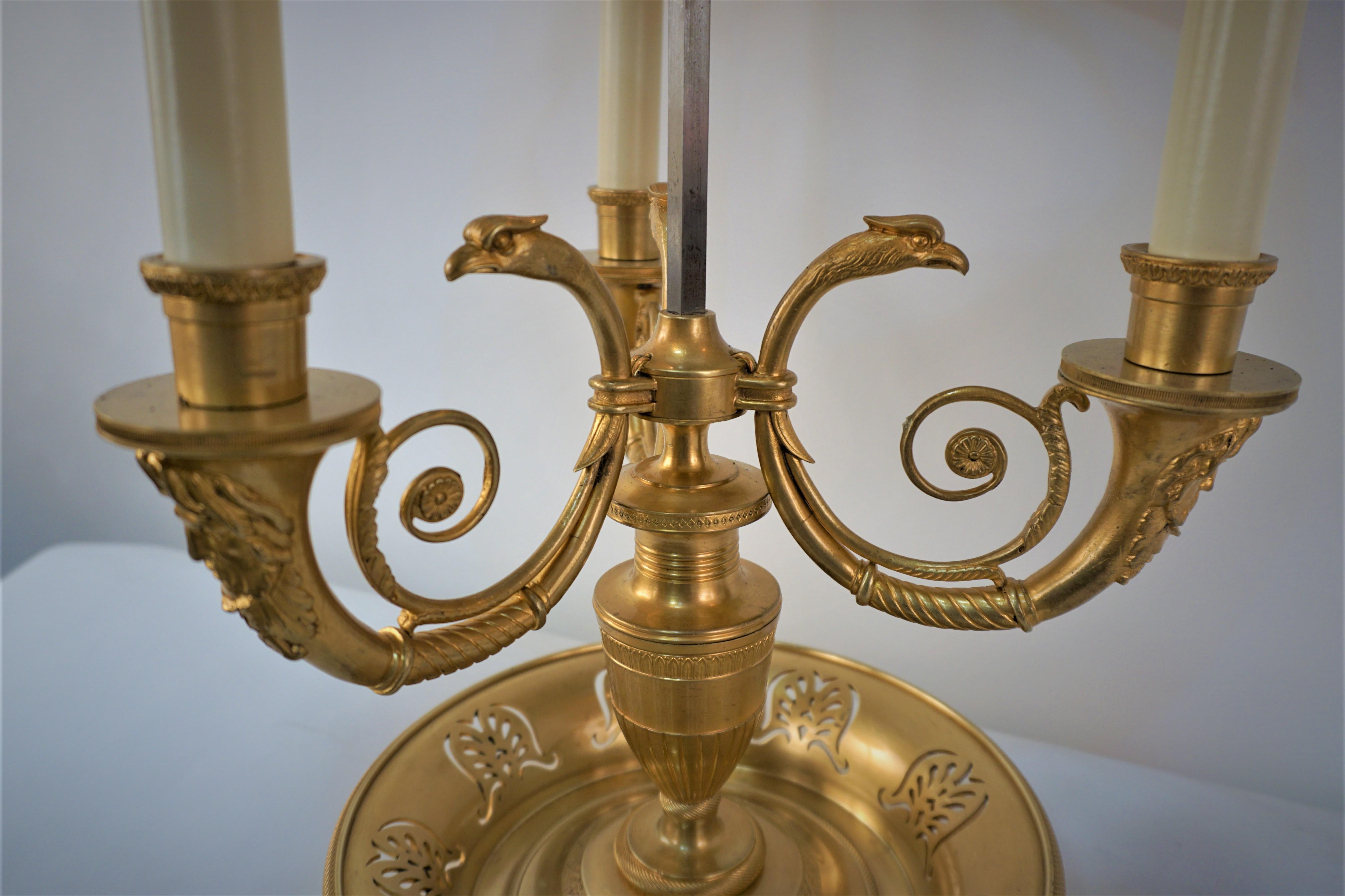 Gilt Bronze Empire Style Bouillotte Desk Lamp 4
