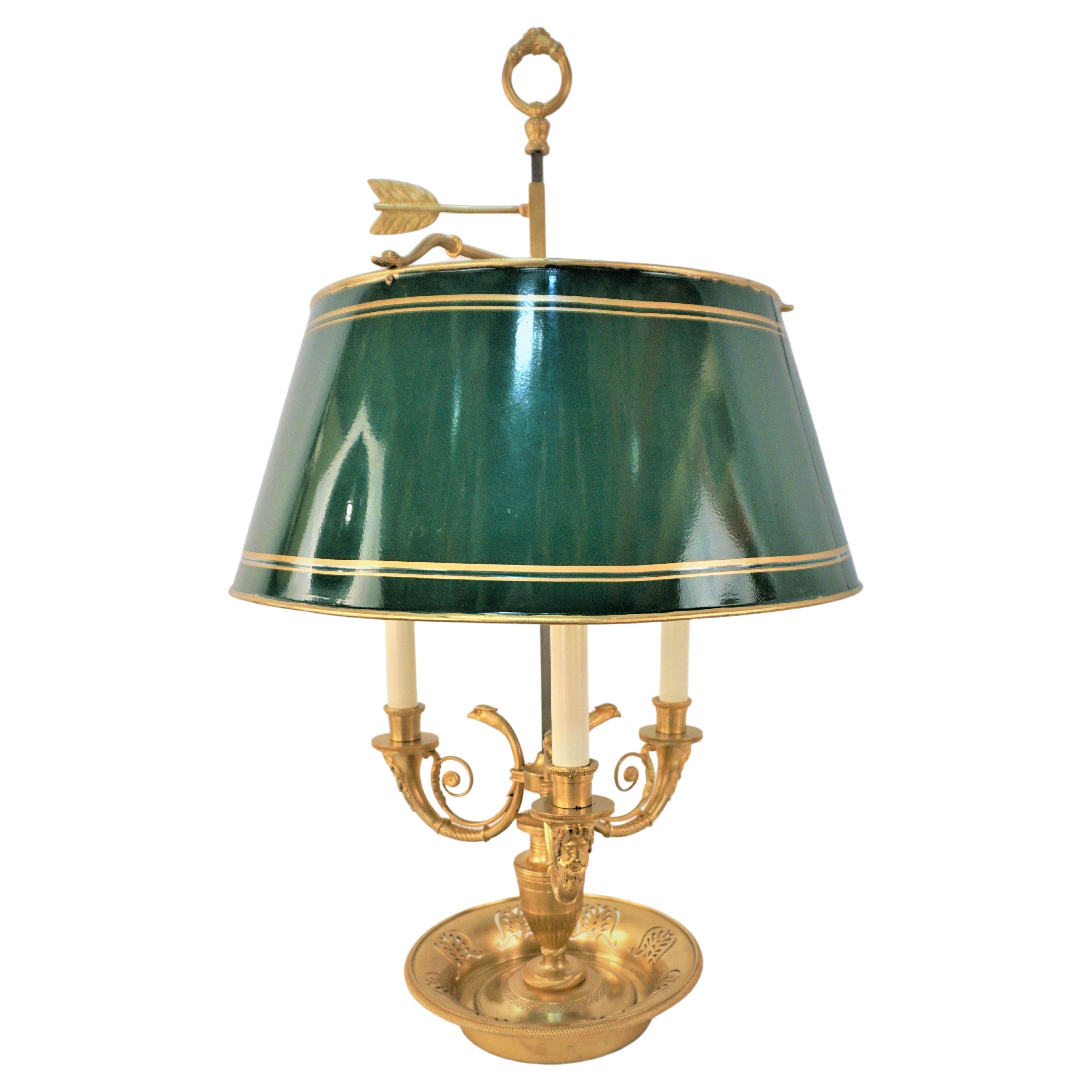 Bouillotte-Schreibtischlampe aus vergoldeter Bronze im Empire-Stil