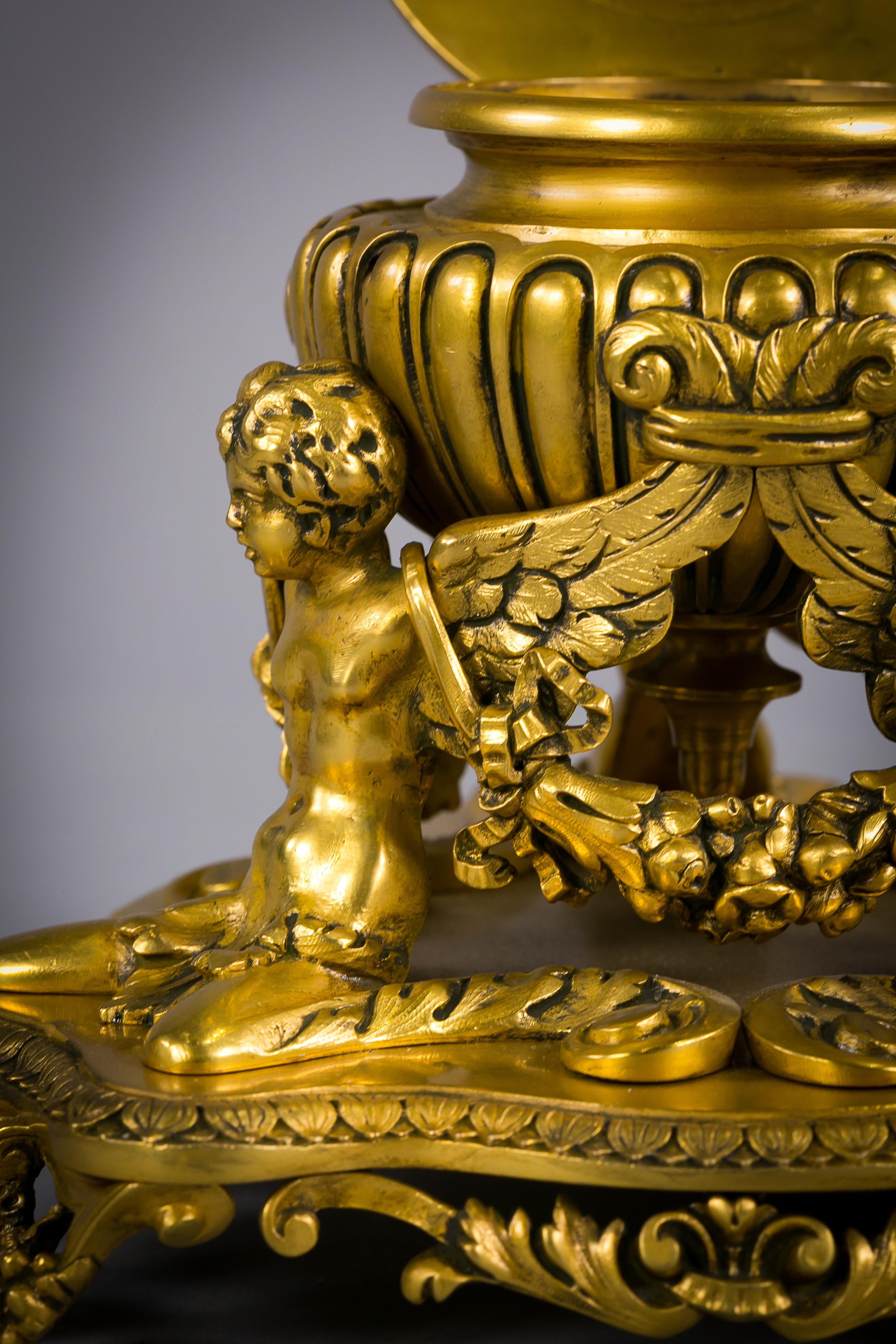 Gilt Bronze Figural Inkwell, E.F. Caldwell and Co., circa 1900 In Good Condition For Sale In New York, NY