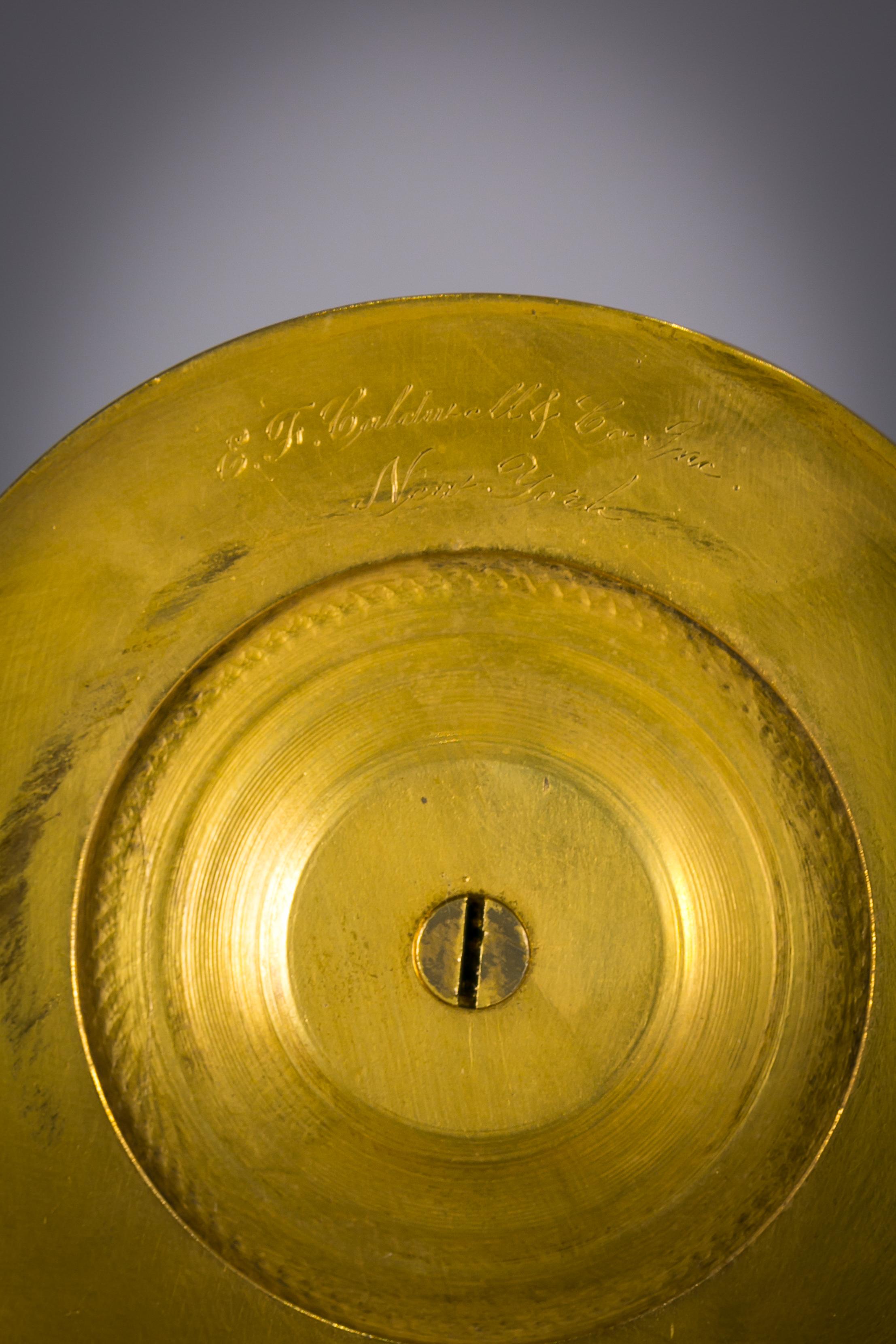 Inizio XX secolo Calamaio figurato in bronzo dorato, E. F. A. Caldwell and Co., circa 1900 in vendita