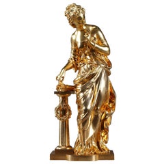 Gilt Bronze Figural Statue Venus with Cupid's Arrows by Mathurin Moreau