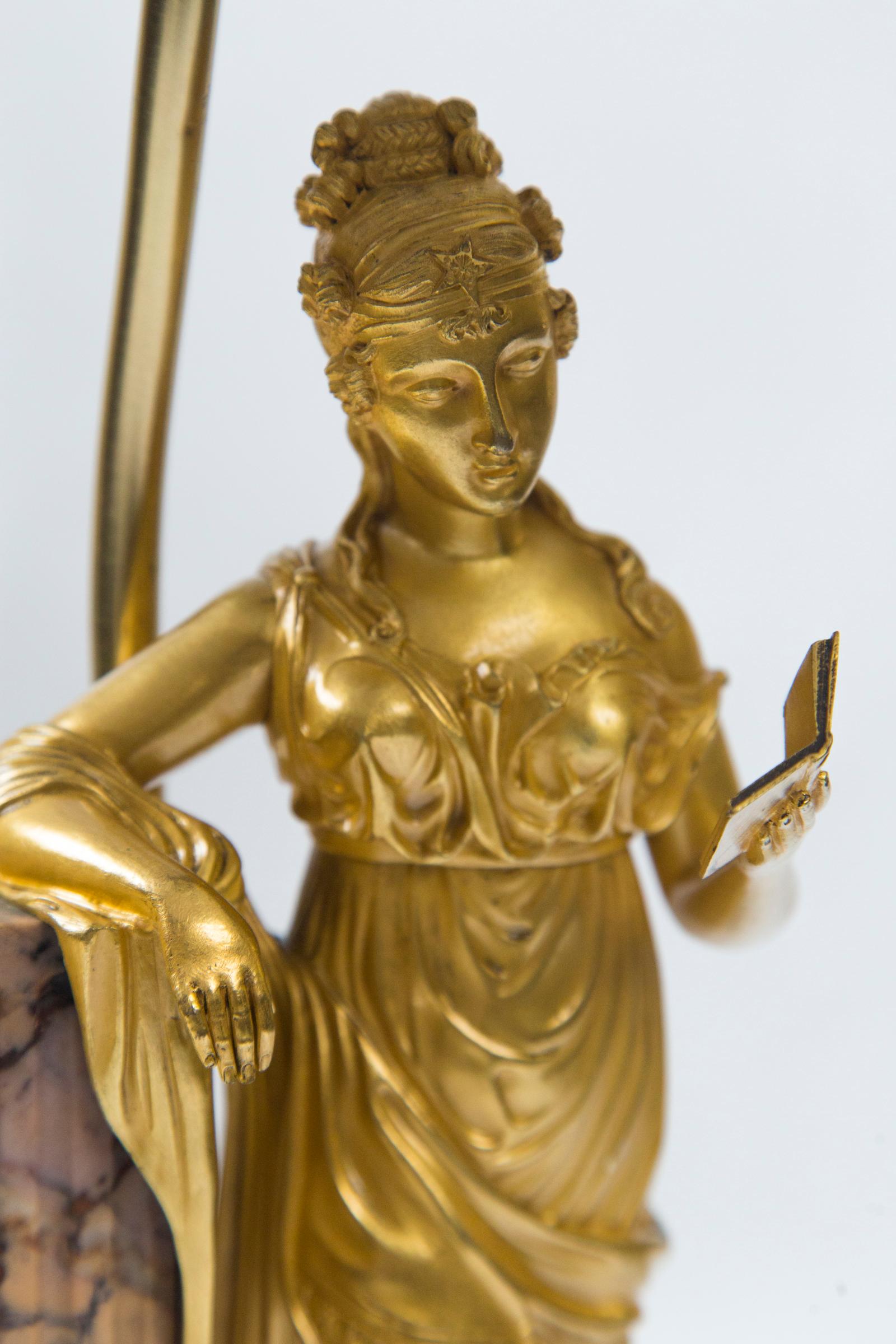 Gilt Bronze Figure of a Female, Now Lamped For Sale 3