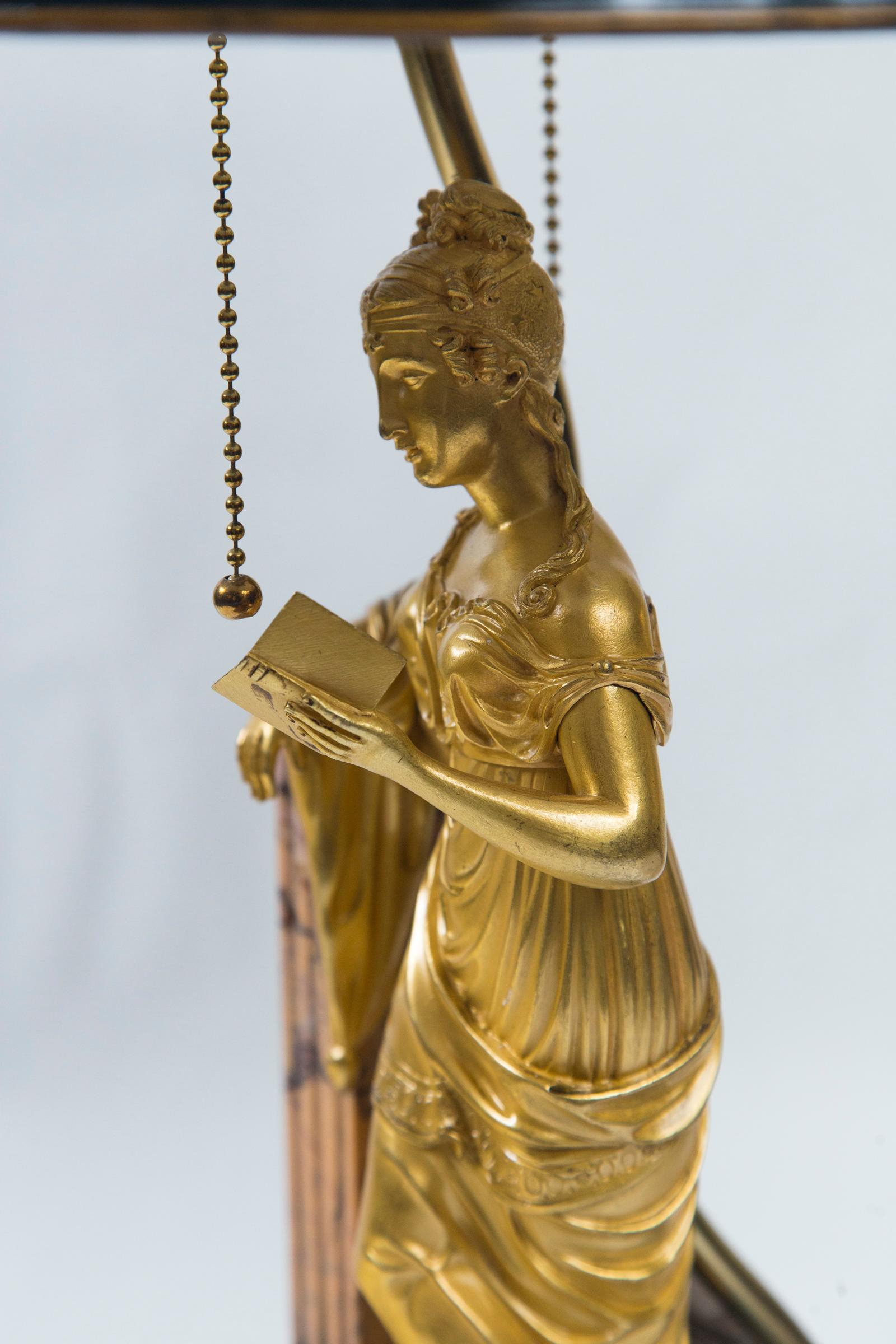 18th Century Gilt Bronze Figure of a Female, Now Lamped For Sale