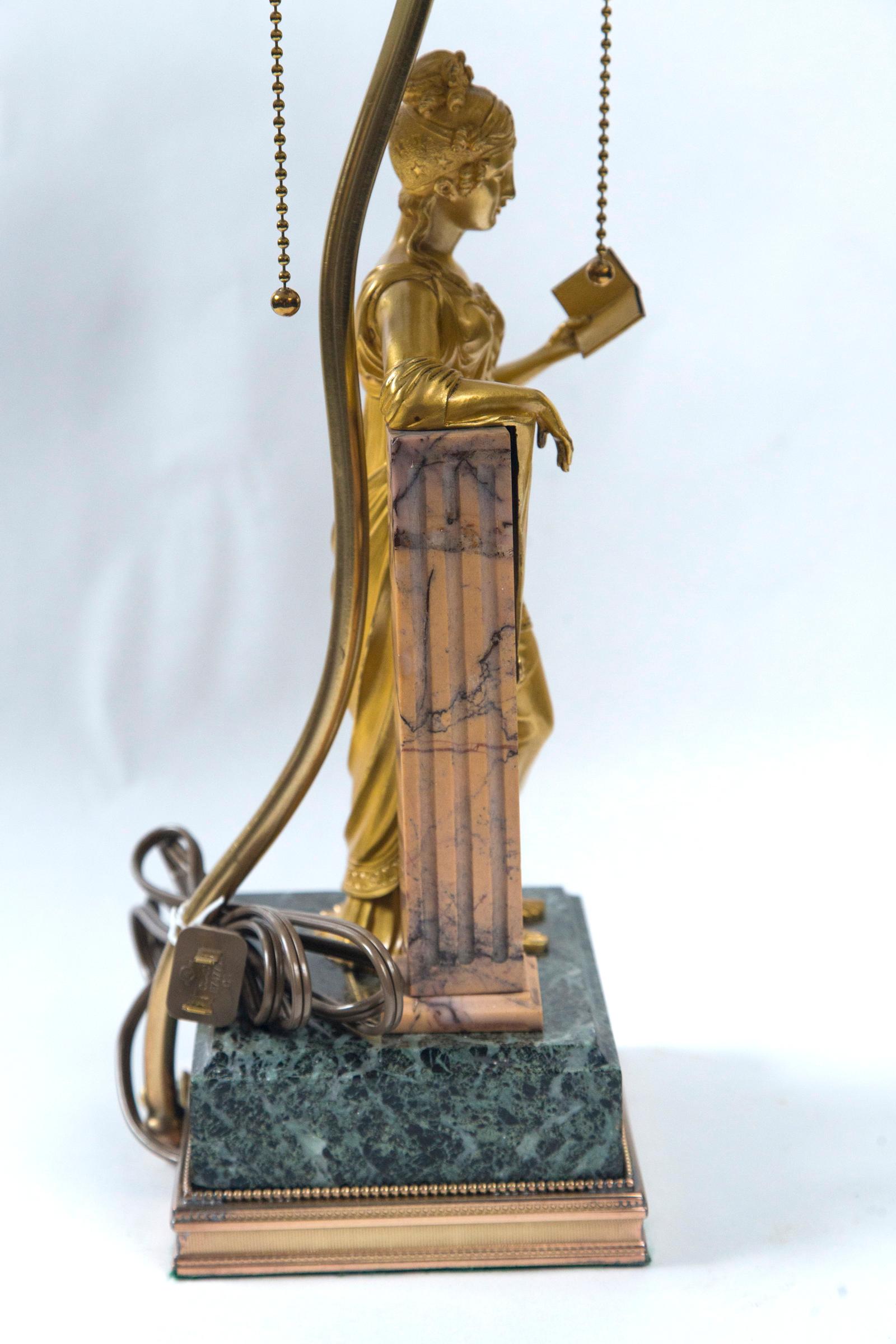 Gilt Bronze Figure of a Female, Now Lamped For Sale 2