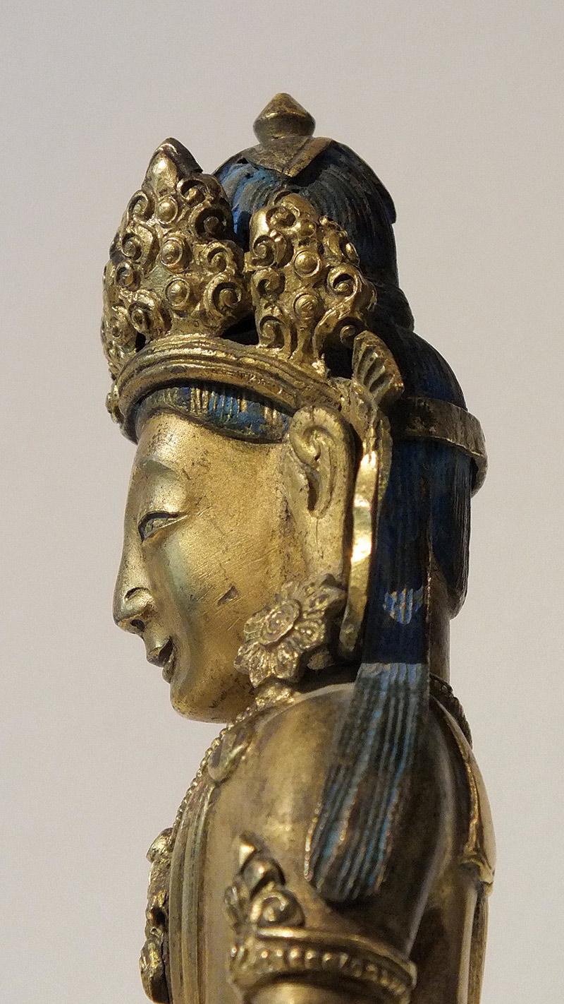 18th Century Gilt-Bronze Figure of Amitayus Qianlong Period For Sale