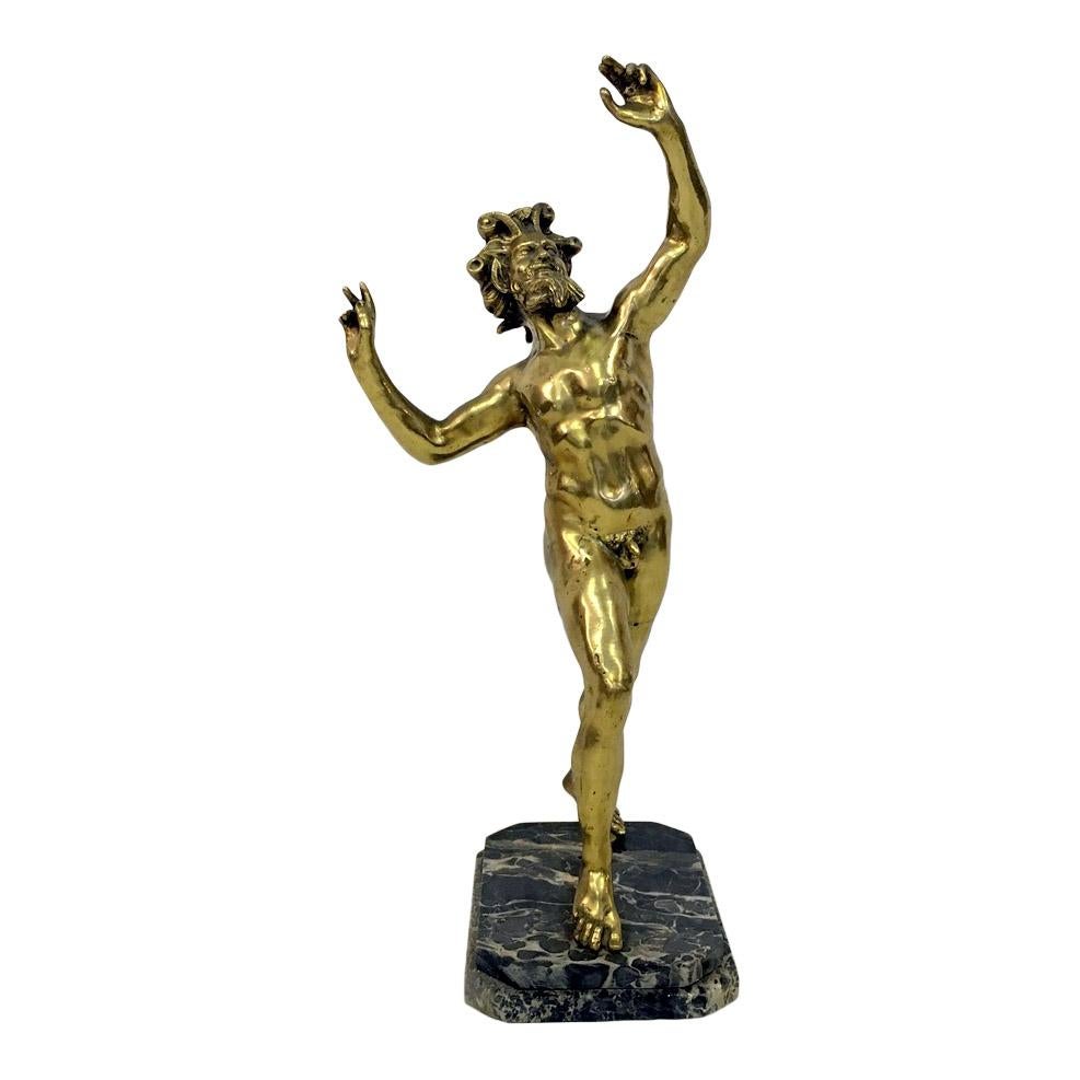 Gilt Bronze Figure of the Dancing Faun of Pompeii For Sale 5