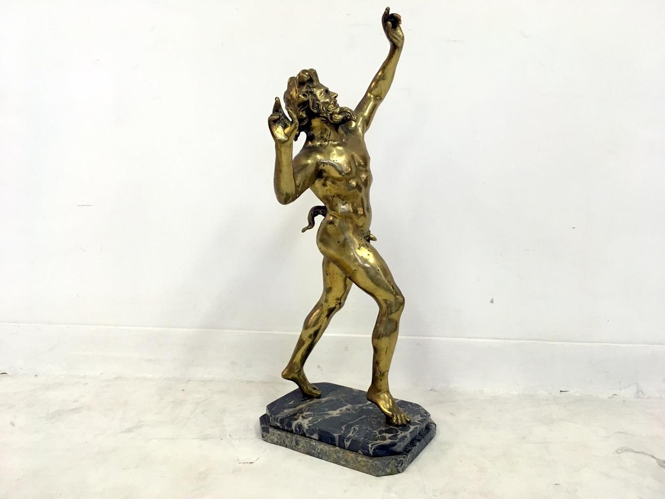 Gilt Bronze Figure of the Dancing Faun of Pompeii For Sale 1